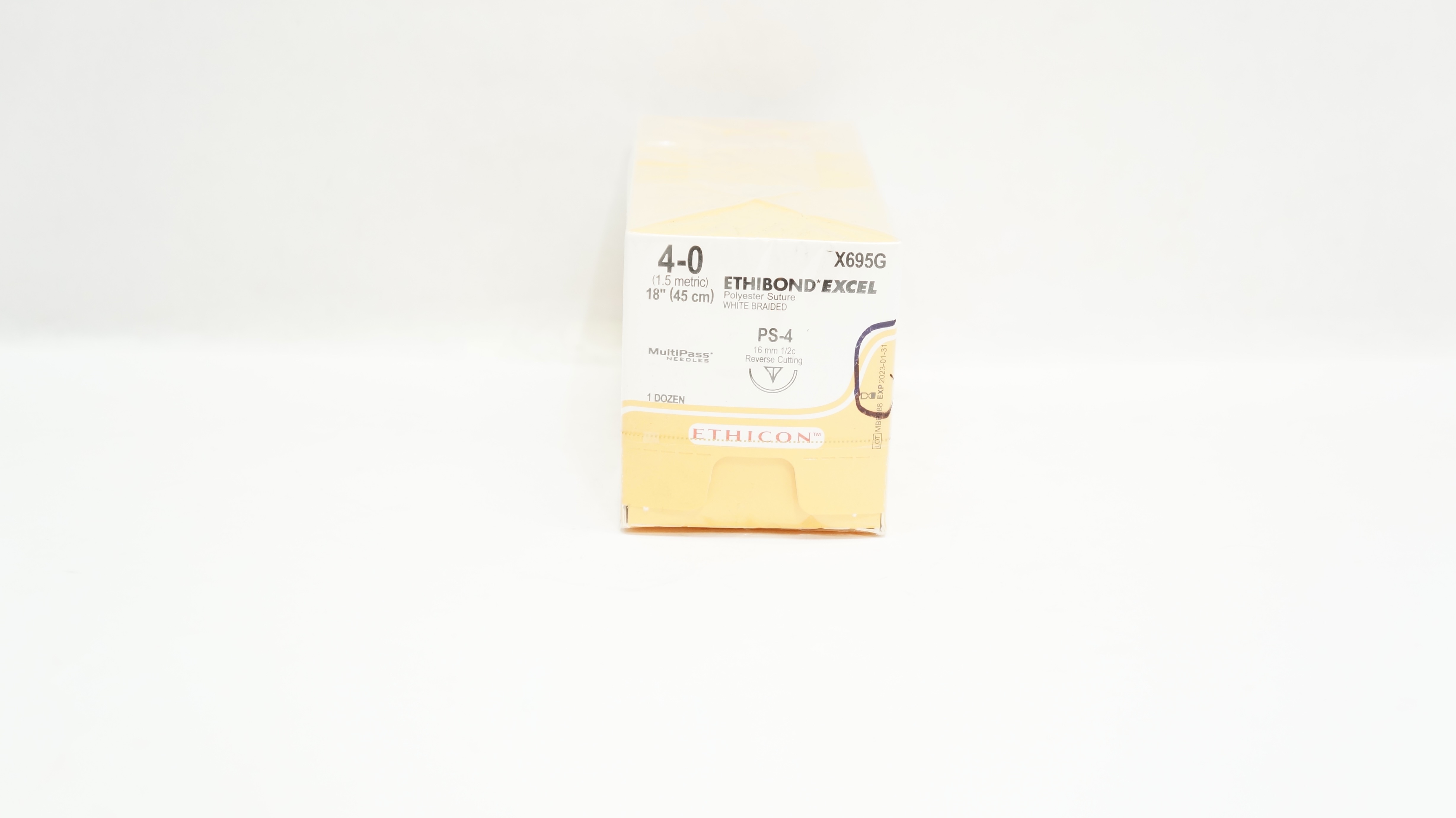 Ethicon X695G 4-0 Excel Stre PS-4 16mm 1/2c Reverse Cutting 18inch(x)-Box of 12