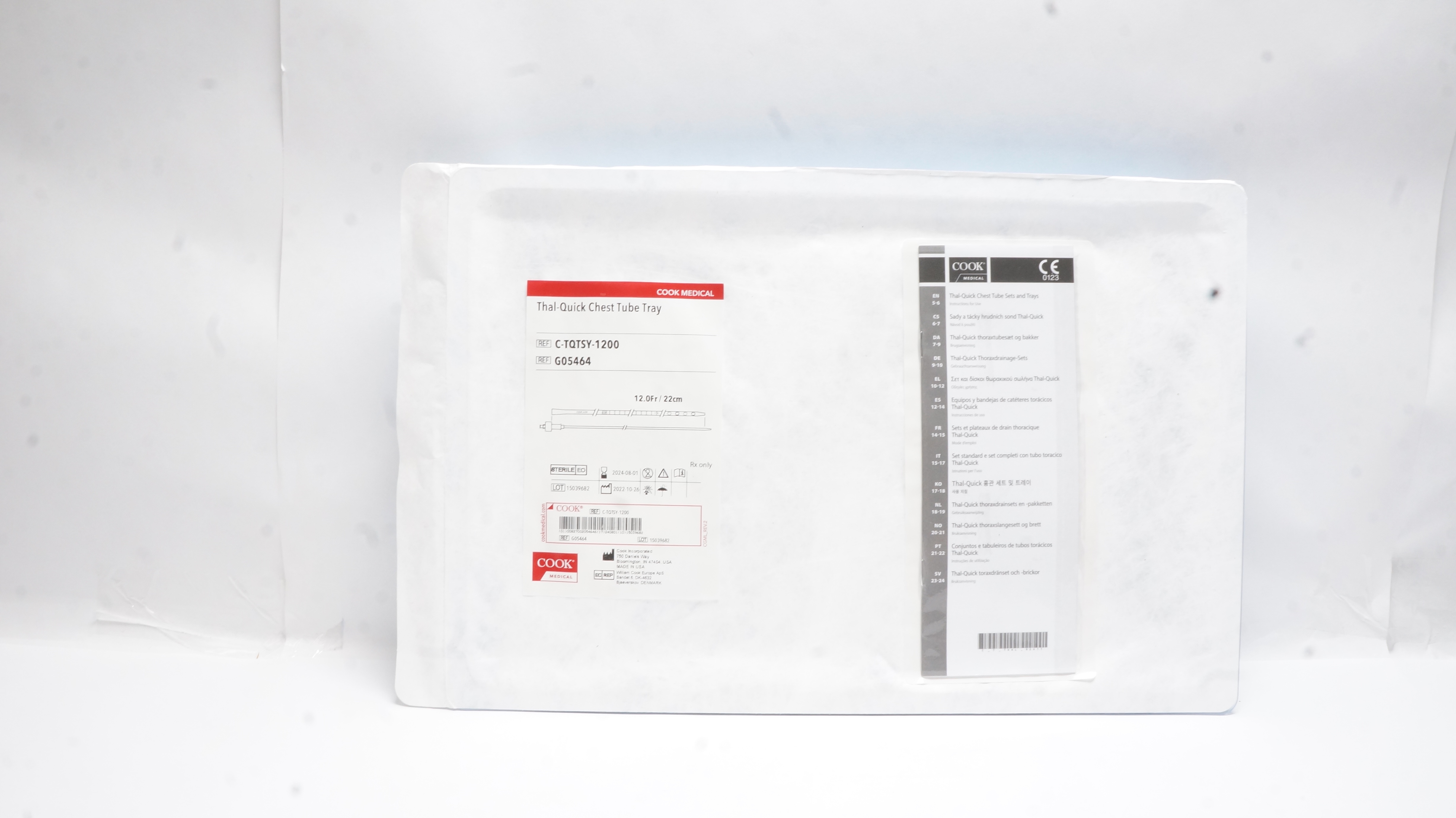Cook Medical G05464 Thal-Quick Chest Tube Tray 12Fr/22cm