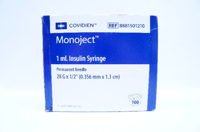Covidien 8881501210 Monoject 1 mL Insulin Syringe - Box of 100