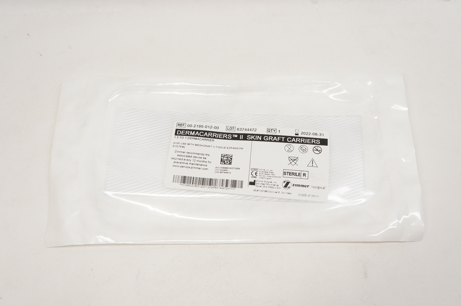 Zimmer 00-2195-012-00 DERMACARRIERS II Skin Graft Carriers 1.5 to 1