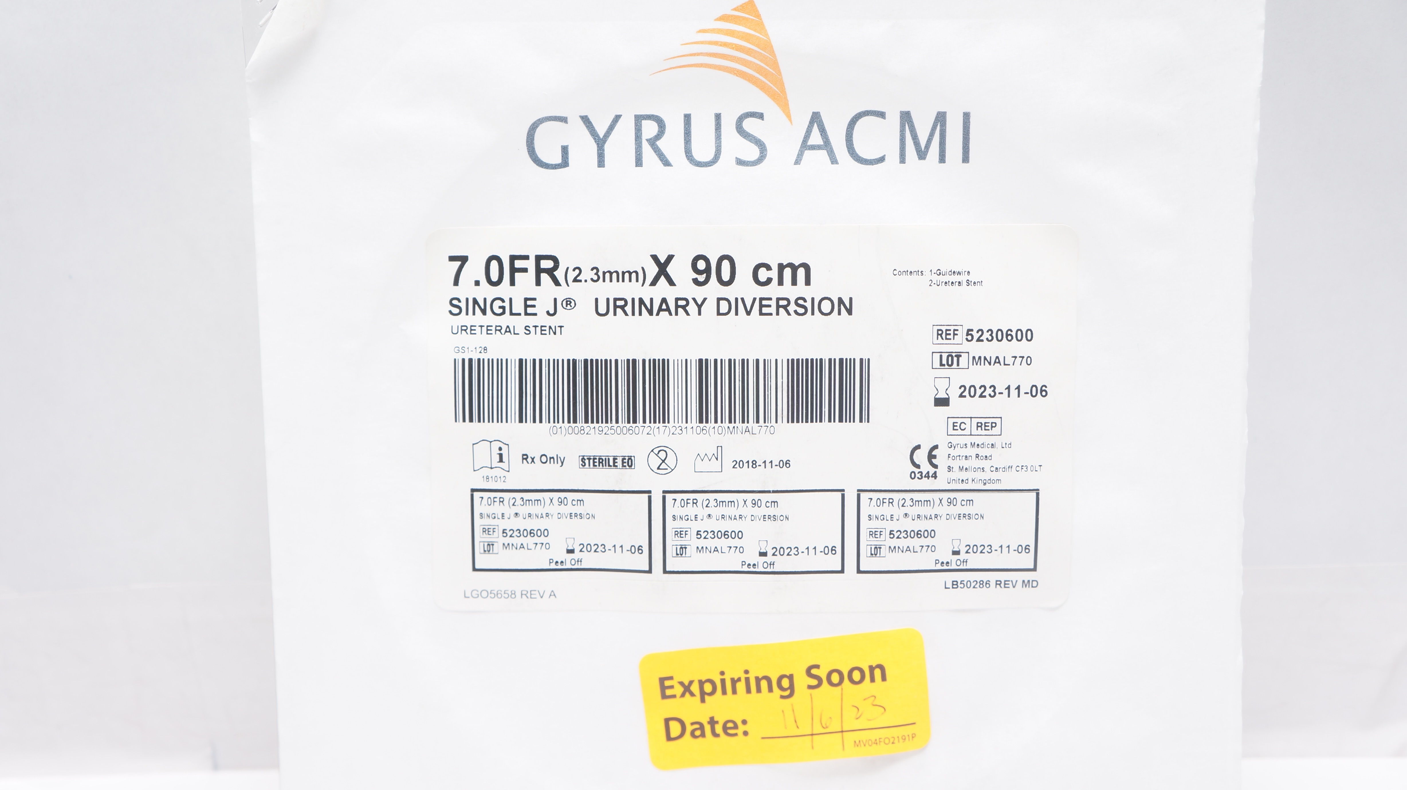 Gyrus ACMI 5230600 Ureteral Stnt 7.0Fr x 90 cm (x)