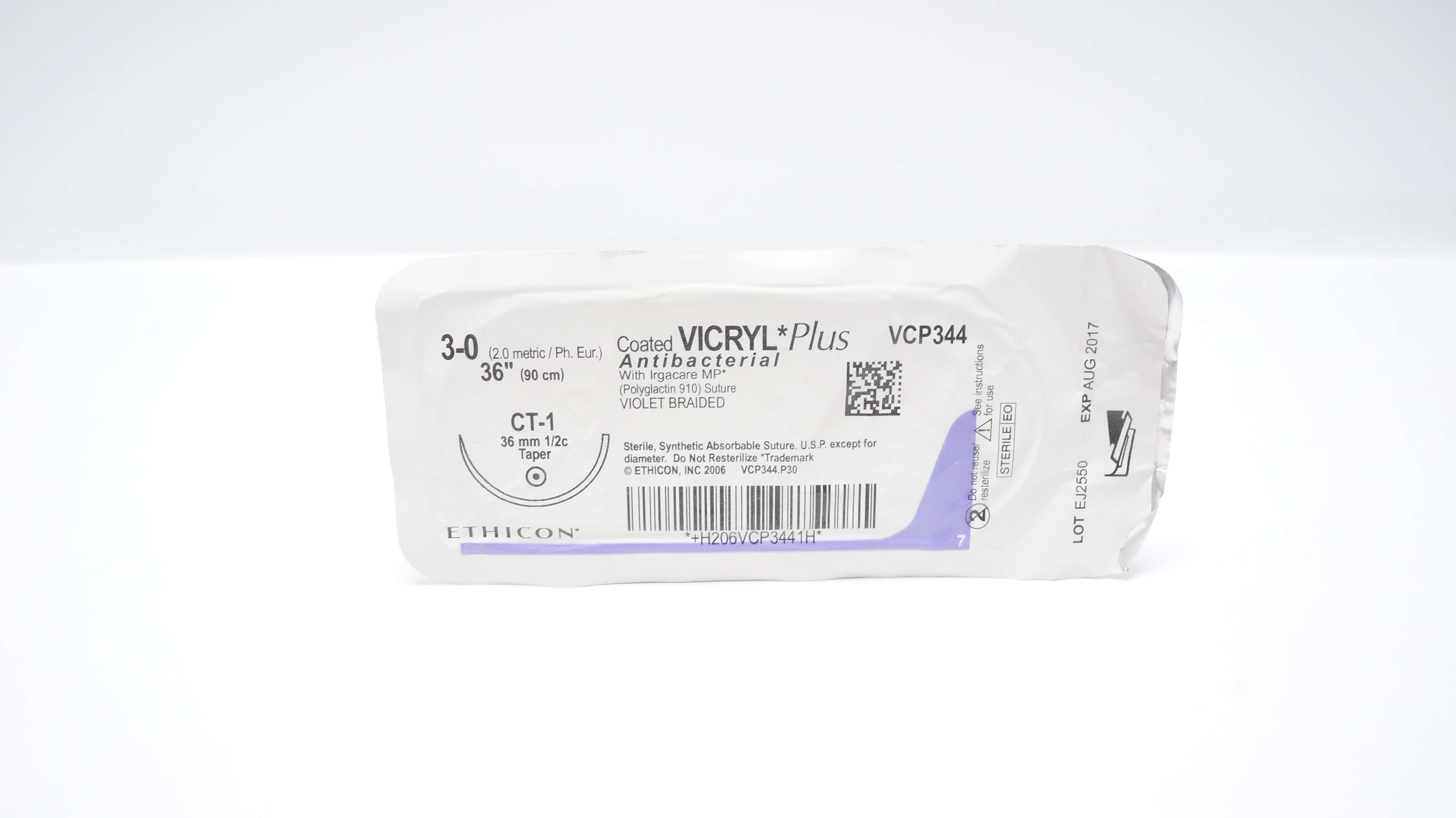 Ethicon VCP344 3-0 VICRYL Plus, CT-1, 36mm 1/2c Taper, 36inch (x)