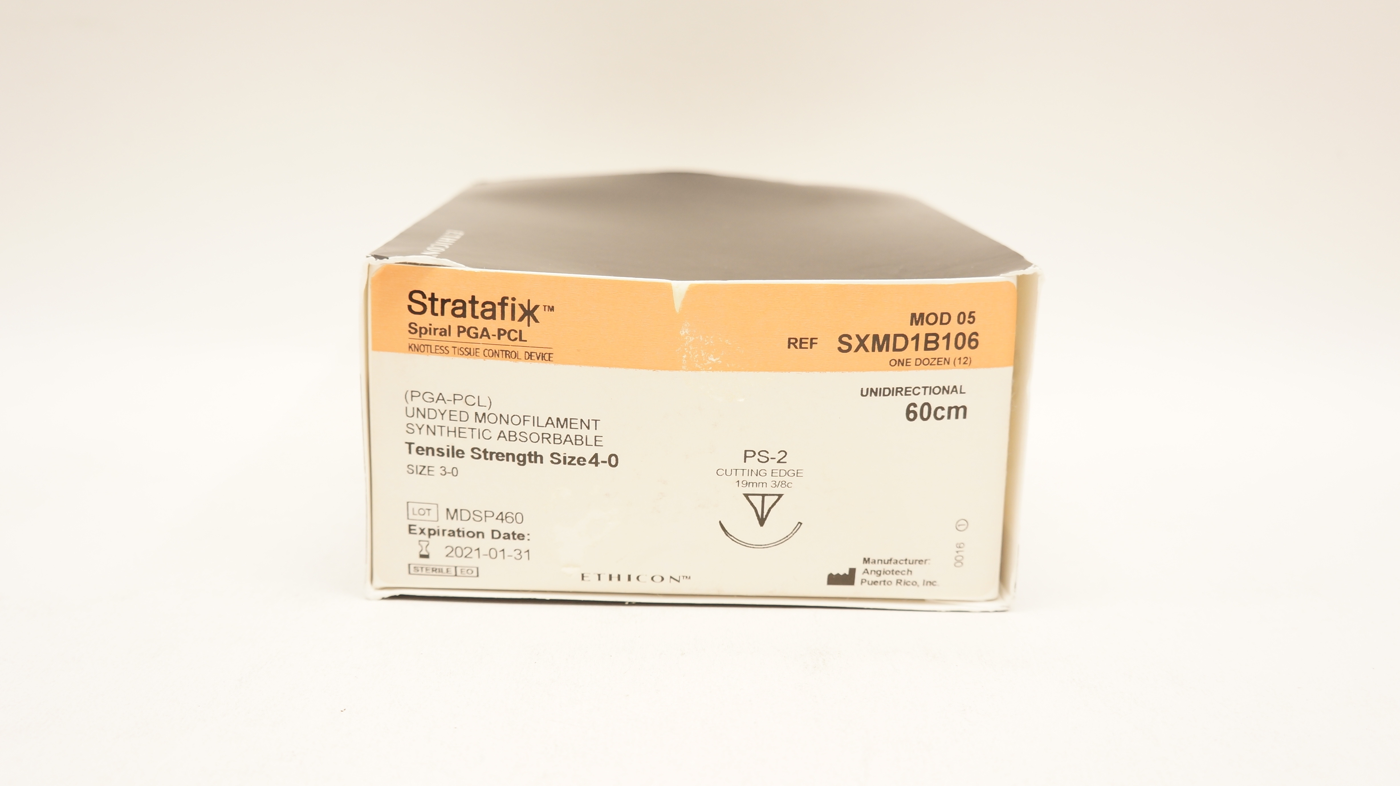 Ethicon SXMD1B106 4-0 Stratafix Monofilament PS-2 19mm 3/8c 60cm (x) - Box of 12