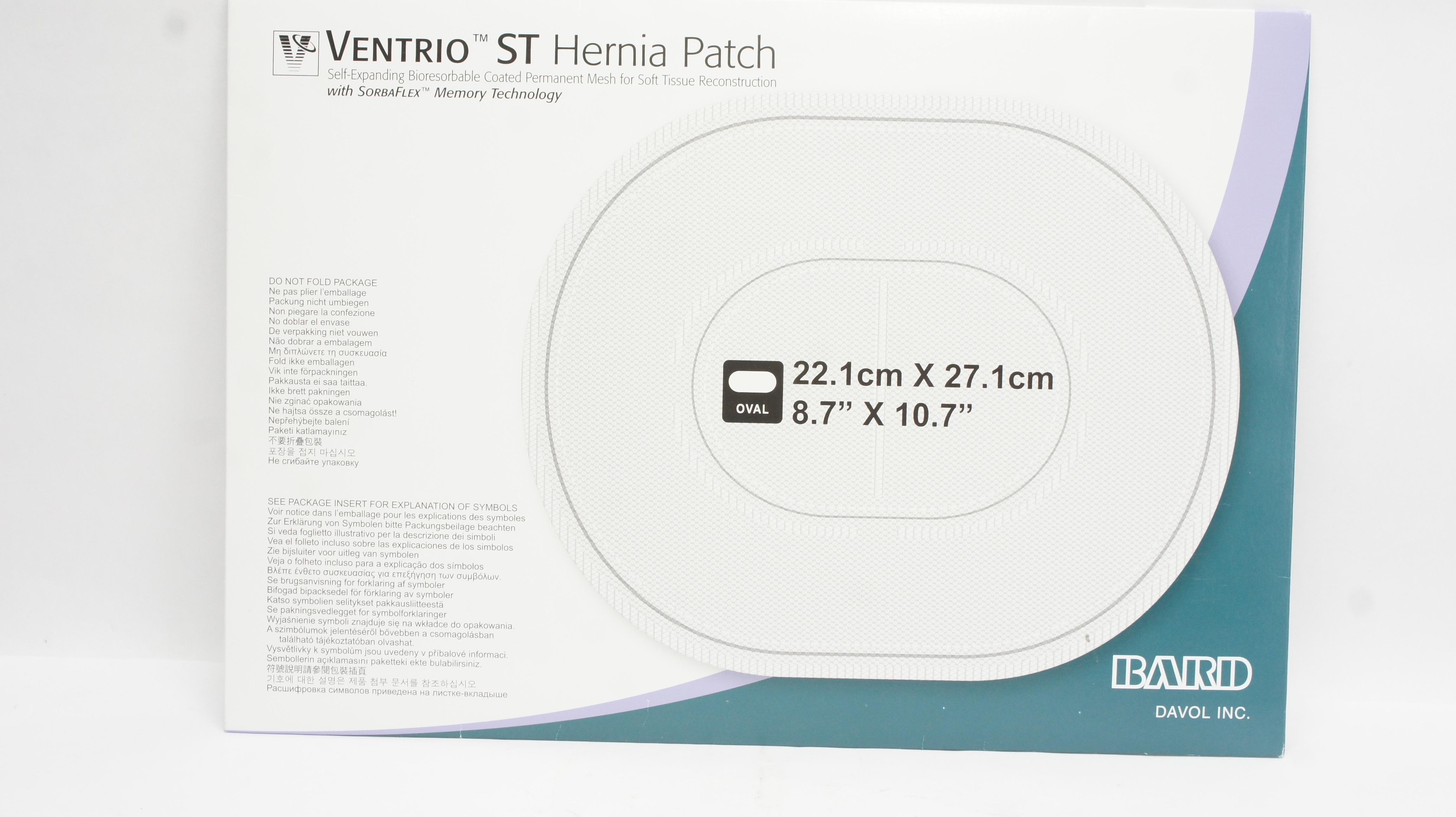Bard 5950080 Ventrio ST Hernia Patch Oval 8.7inch x 10.7inch (x)