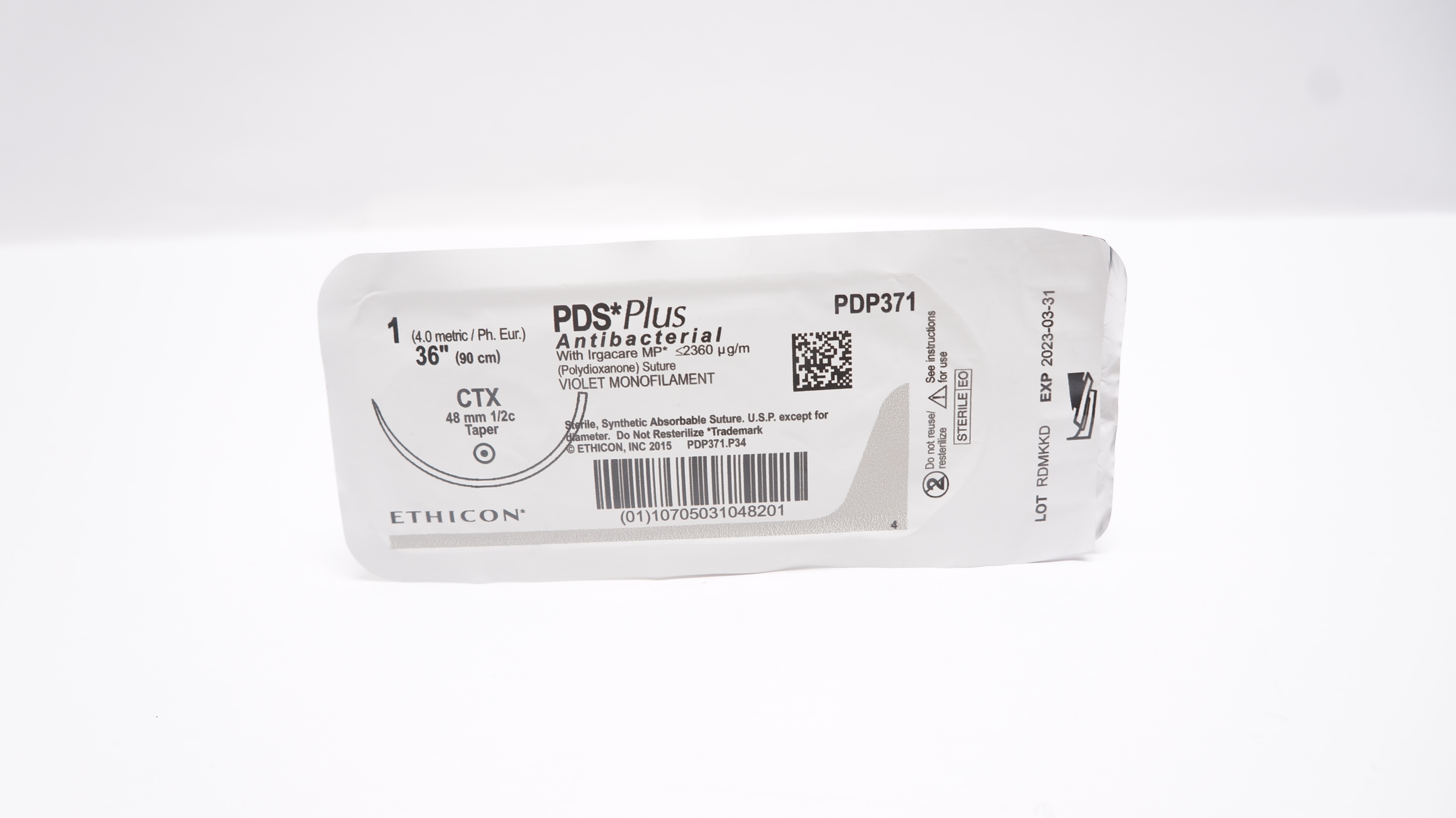 Ethicon PDP371 1 PDS Plus VIOLET MONOFILAMENT CTX 48mm 1/2c Taper, 36in