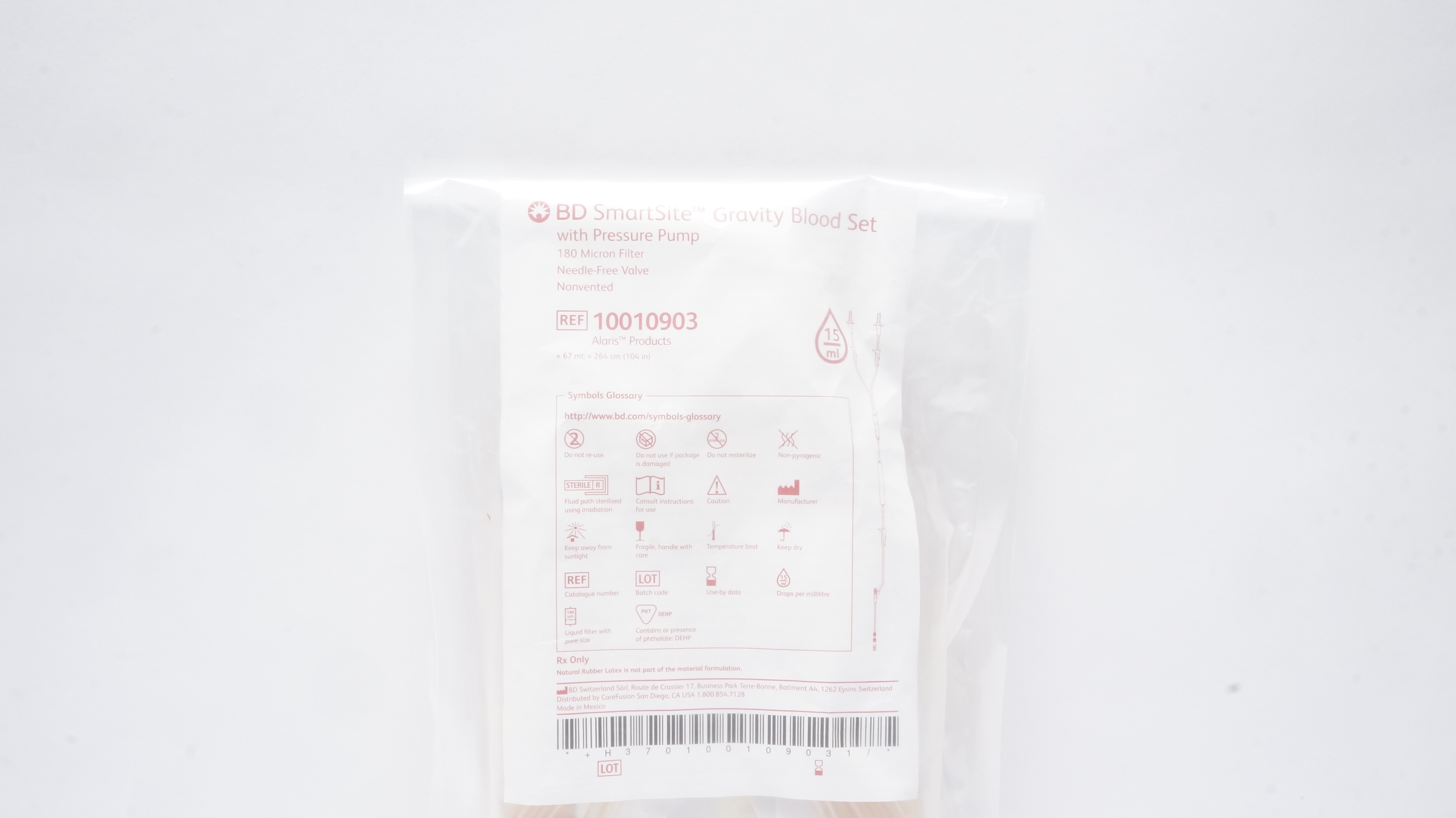 BD 10010903 SmartSite Gravity Blood Set w/Pump 104inch x 67ml 15Drops/ml (x)