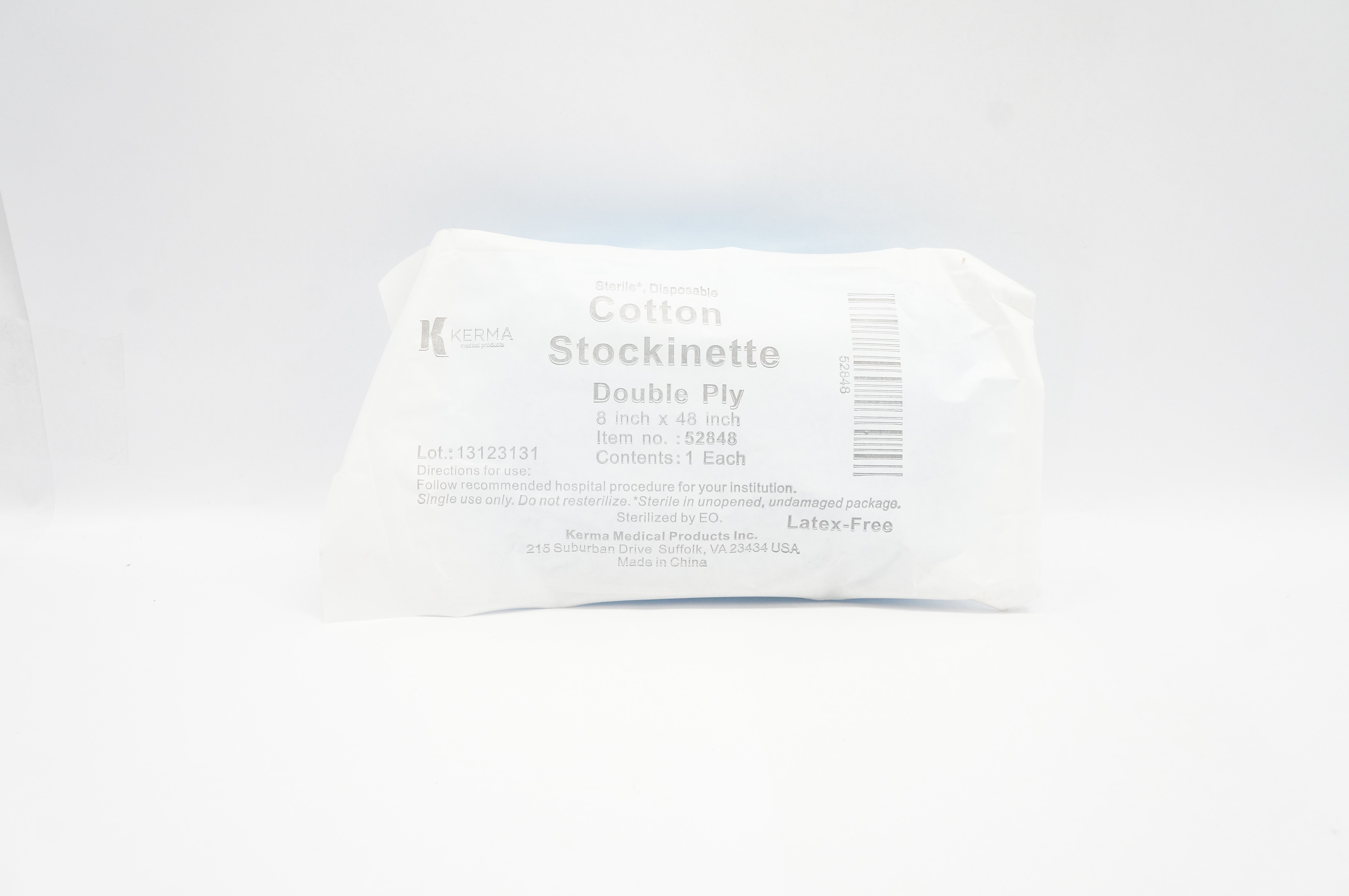 Kerma Medical 52848 Cotton Stockinette Double Ply 8inch x 48inch