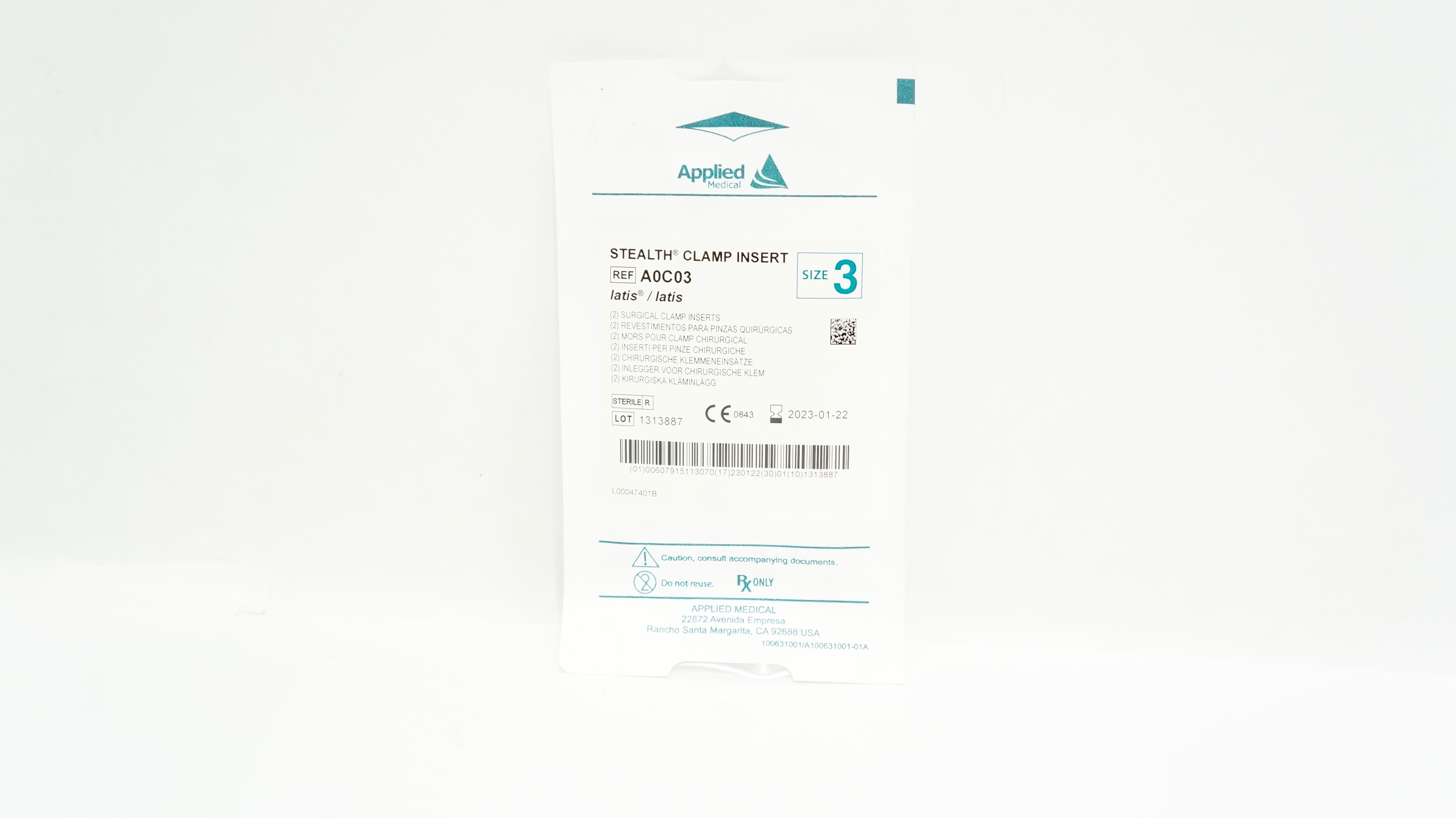 Applied Medical A0C03 Stealth Surgical Clamp Inserts Size 3 (x) - Pack of 2