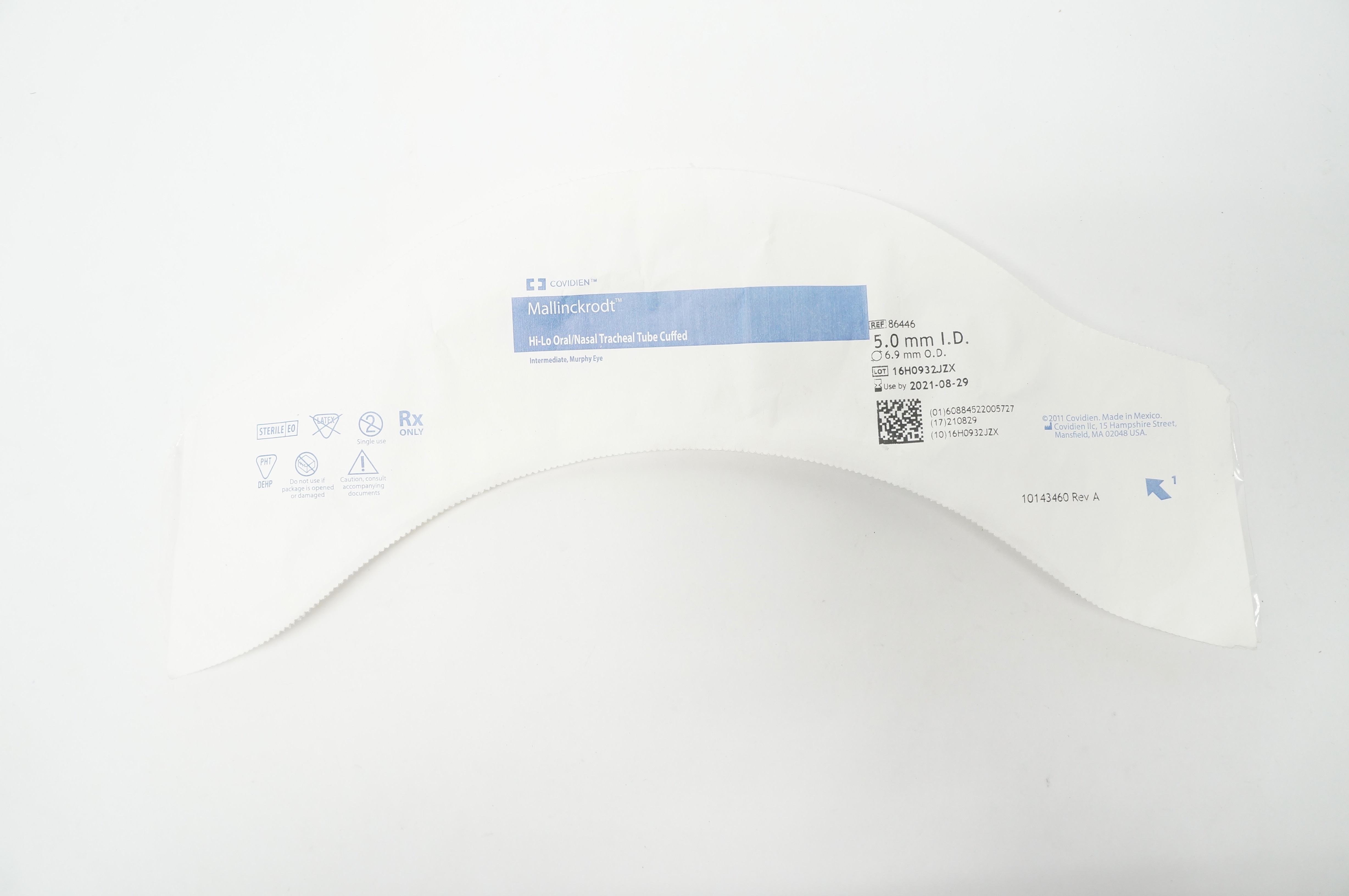 Covidien 86446 Mallinckrodt Hi-Lo Oral/Nasal Tracheal Tube Cuffed 5.0 x 6.9mm(x)