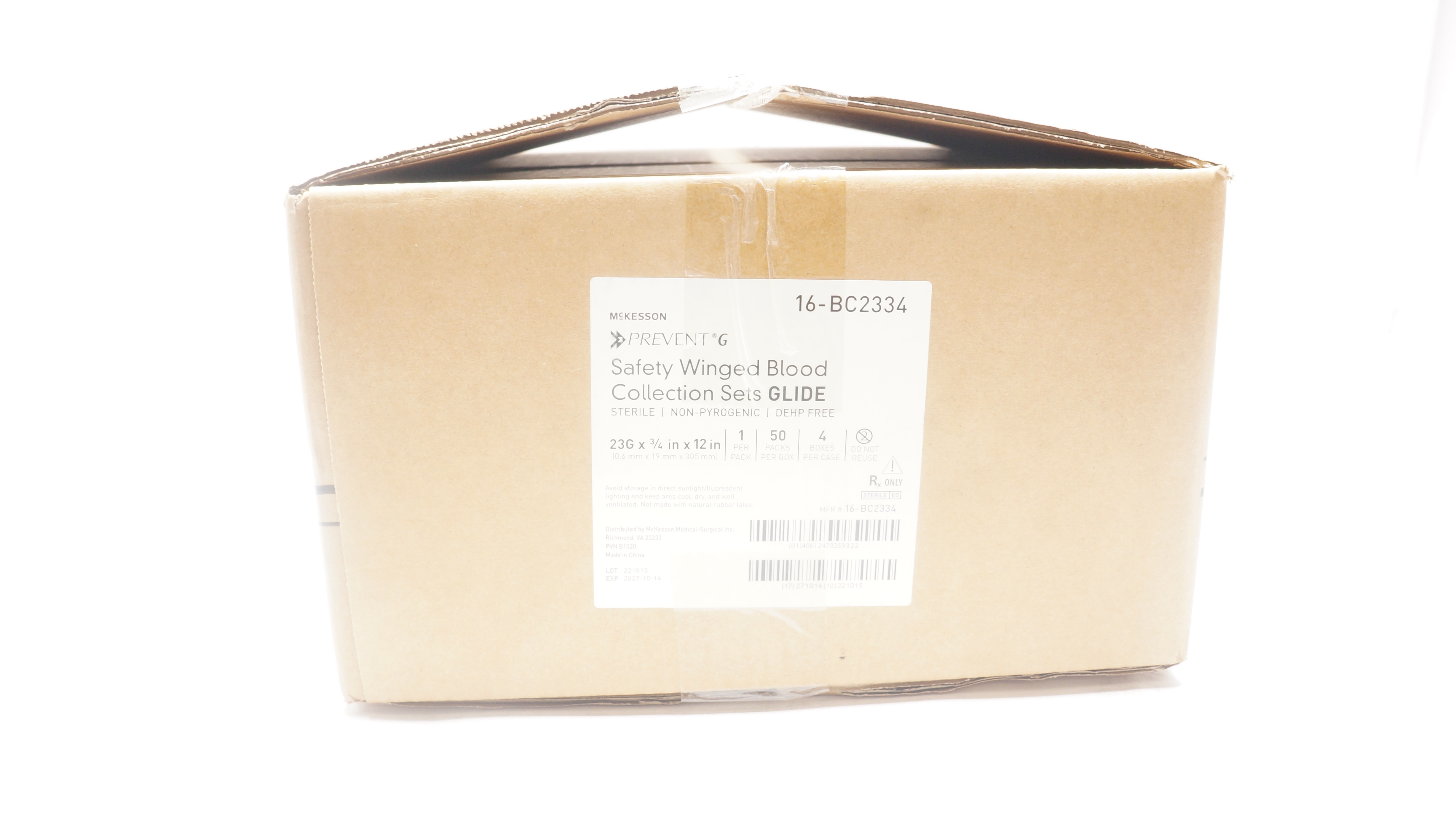 Mckesson 16-BC2334 Prevent G Safety Blood Collection 23Gx3/4x12in-Case of 200