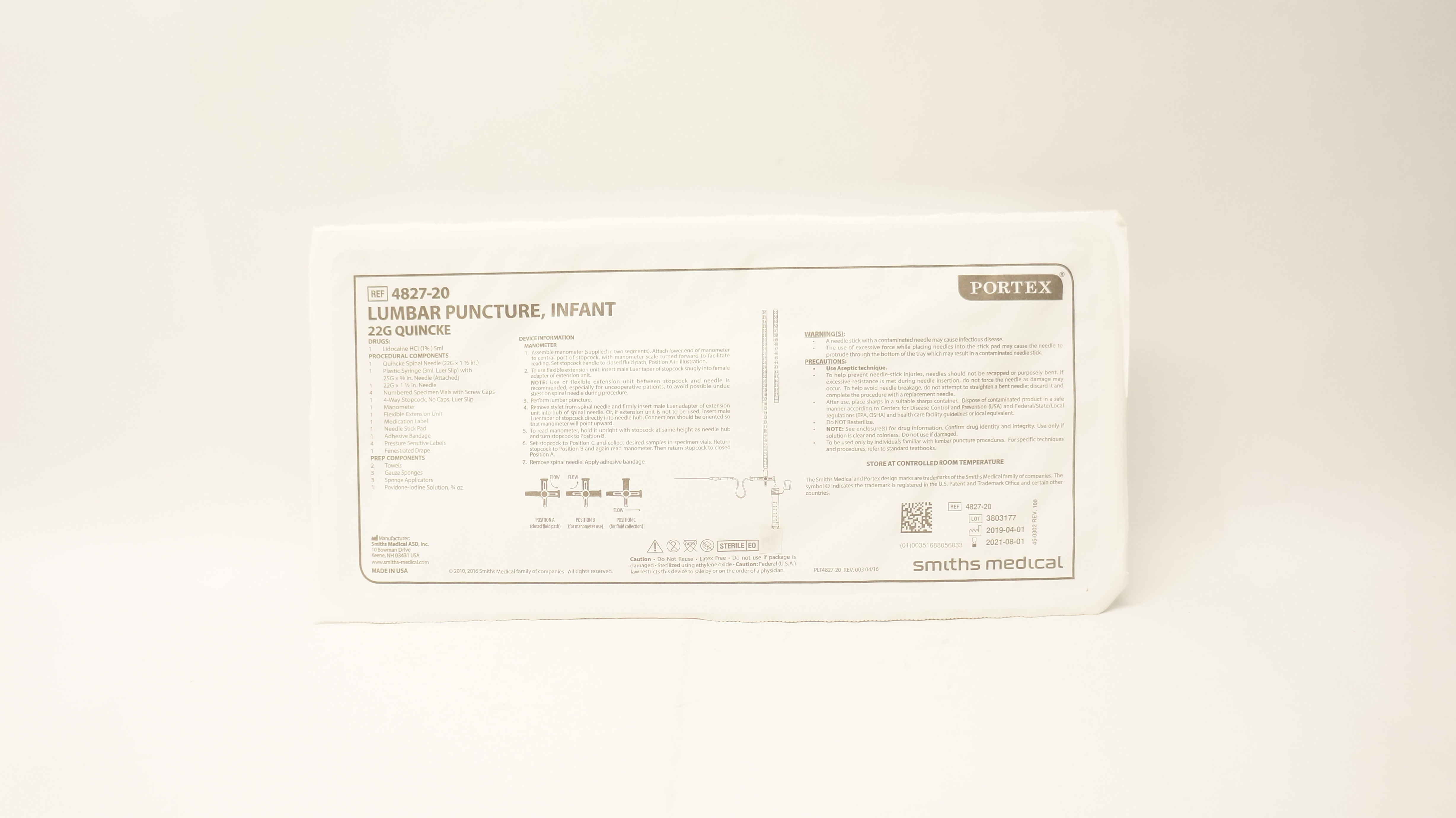 Smiths Medical 4827-20 Portex Lumbar Puncture Infant 22G Quincke (x)