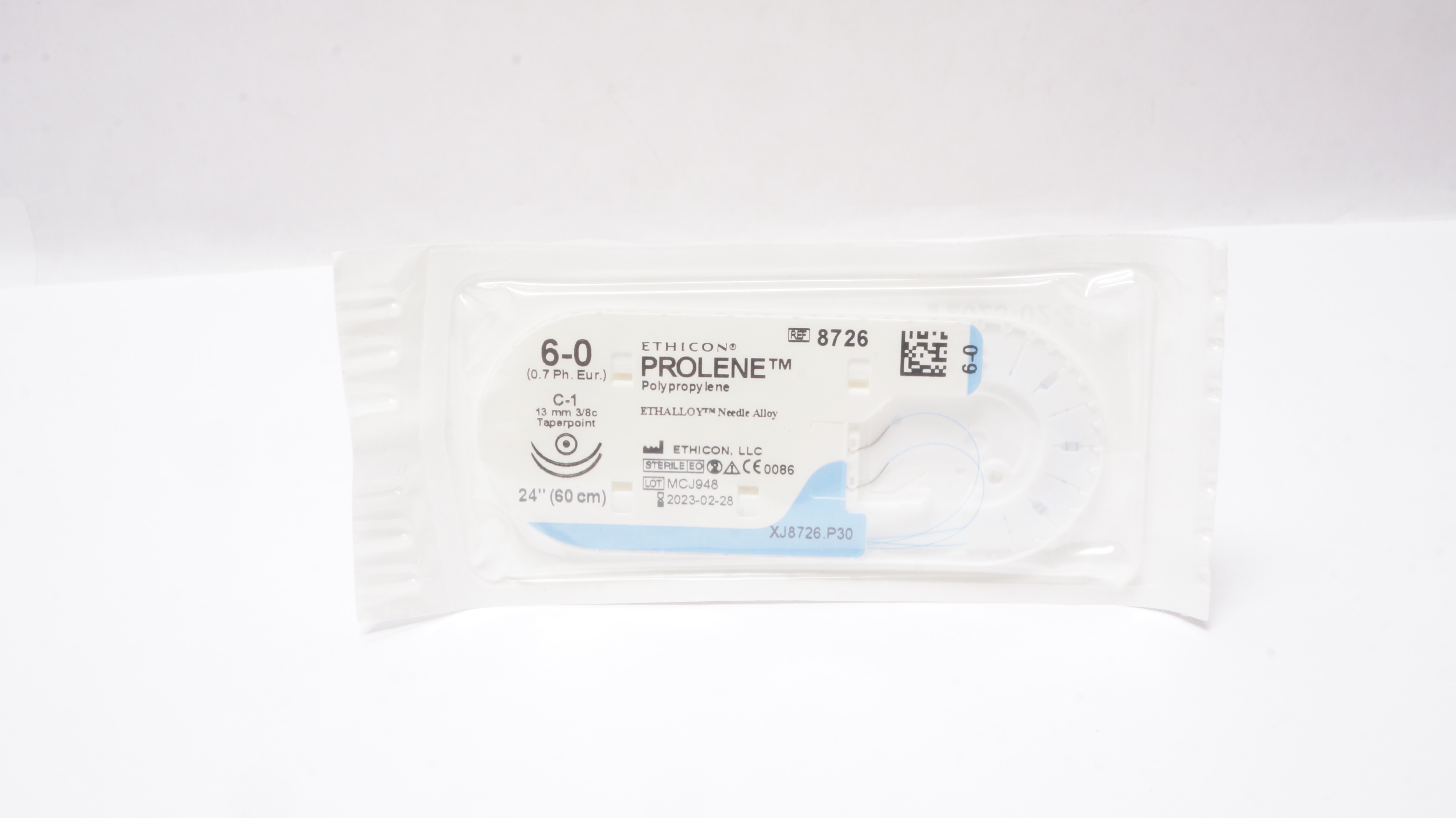 Ethicon 8726 6-0 PROLENE, C-1, 13mm 3/8c Taperpoint, 24inch (x)