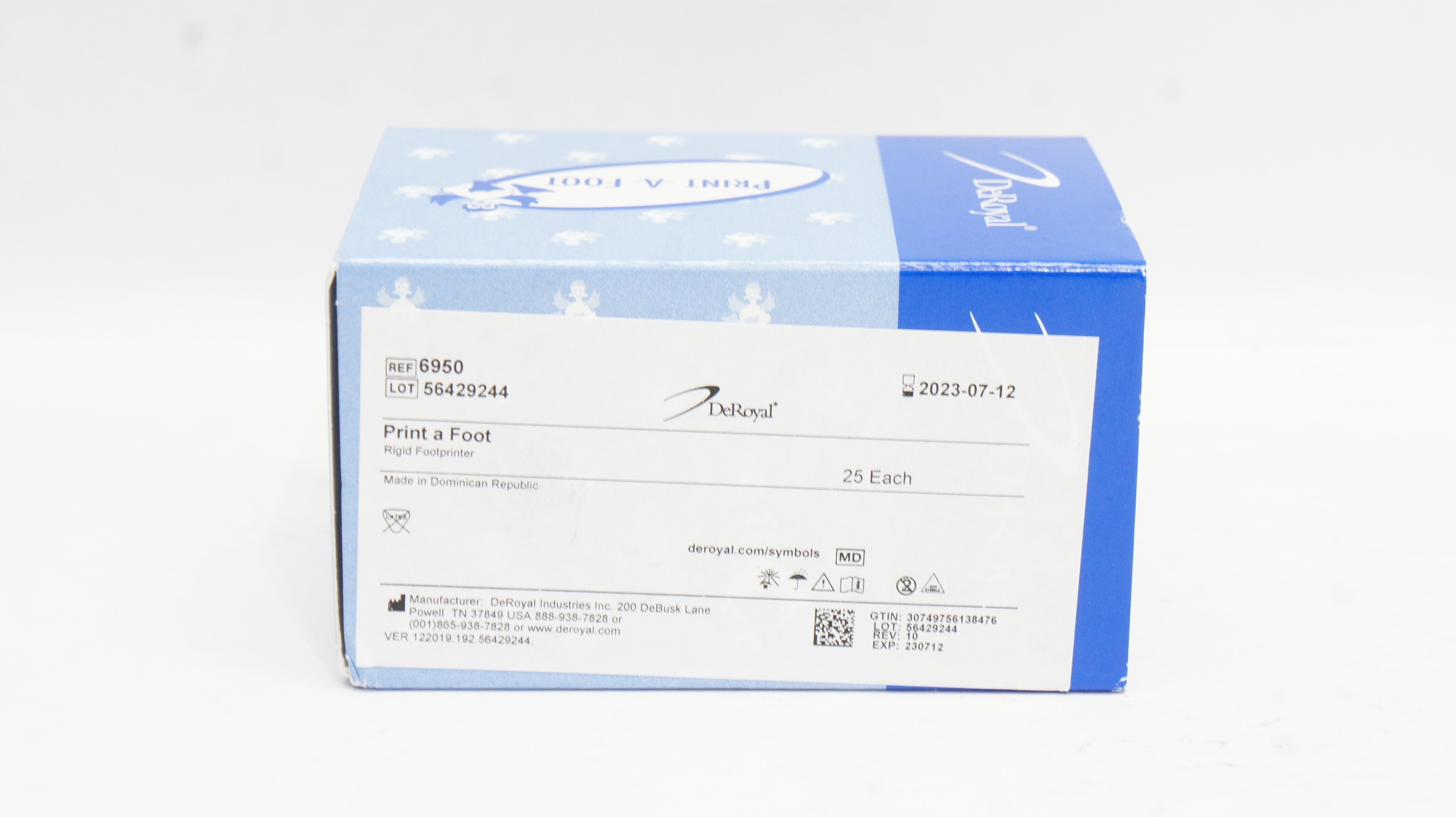 DeRoyal 6950 Print a Foot Rigid Footprinter (x) - Box of 25