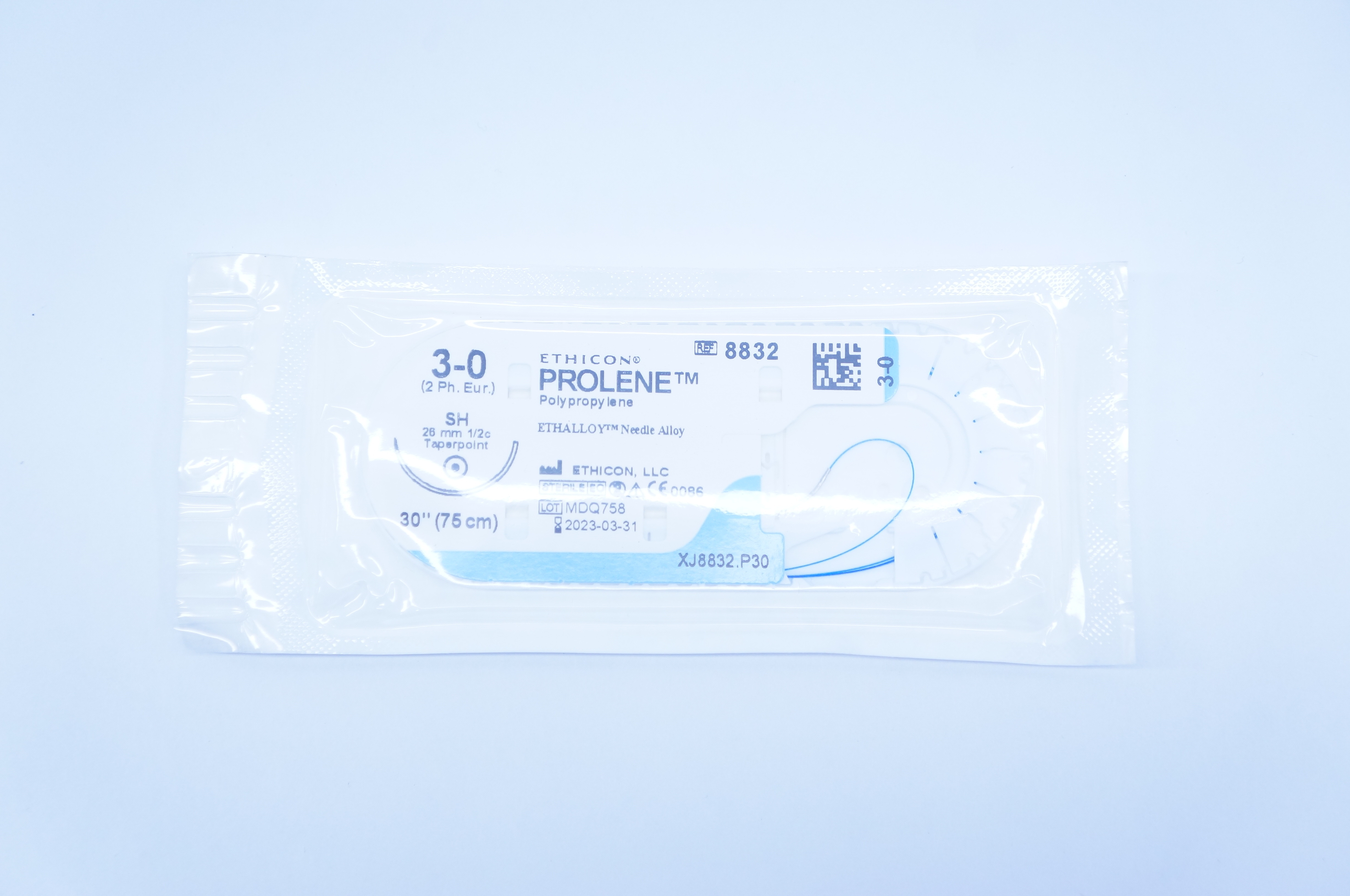 Ethicon 8832 3-0 PROLENE, SH, 26mm 1/2c Taperpoint, 30inch