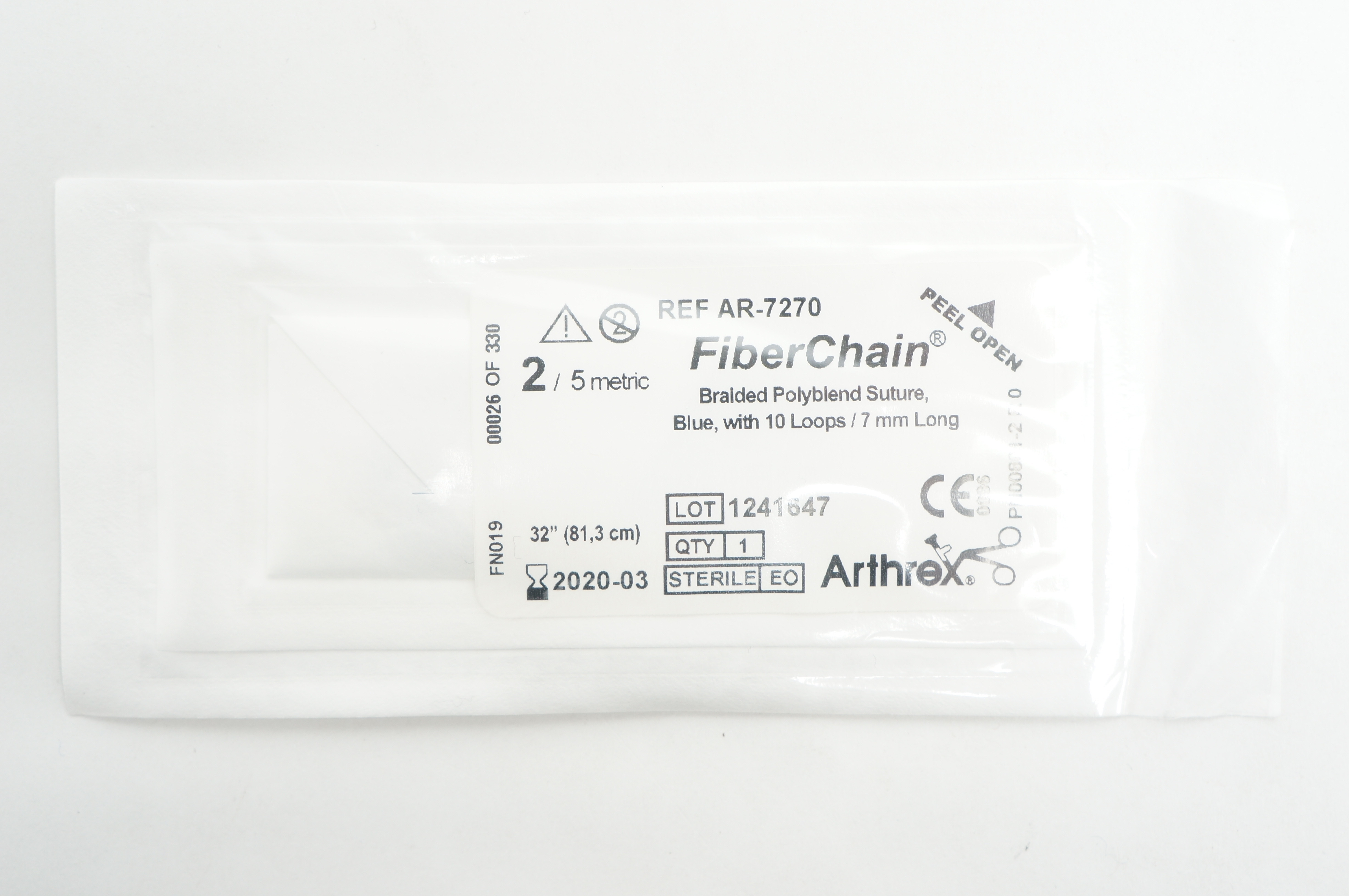Arthrex AR-7270 2 FiberChain, Braided Polyblend Stre, Blue, 32inch (x)- Box of 5
