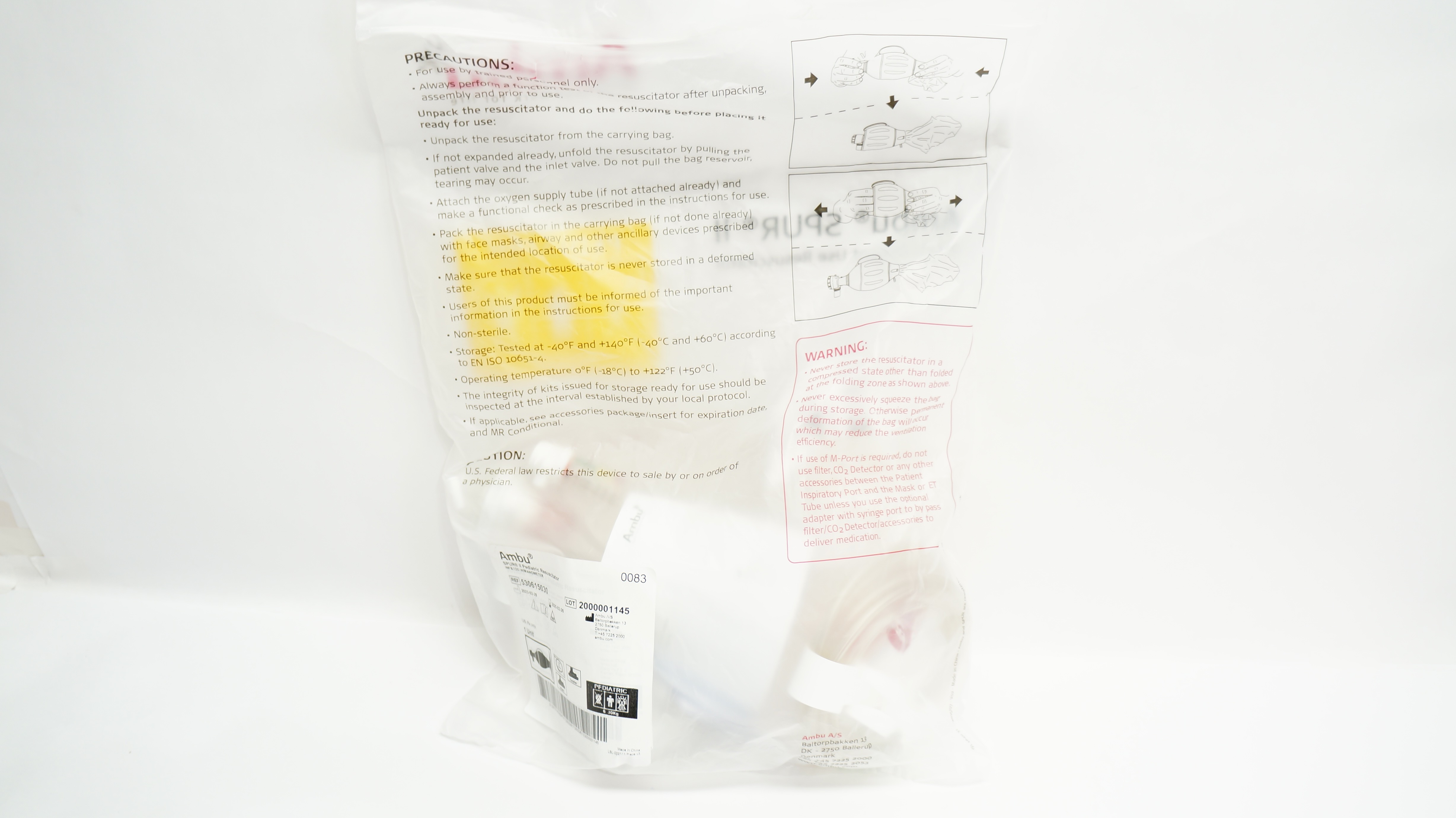AMBU 530615030 SPUR II Pediatric Resuscitator Infant & Toddler w/Manometer