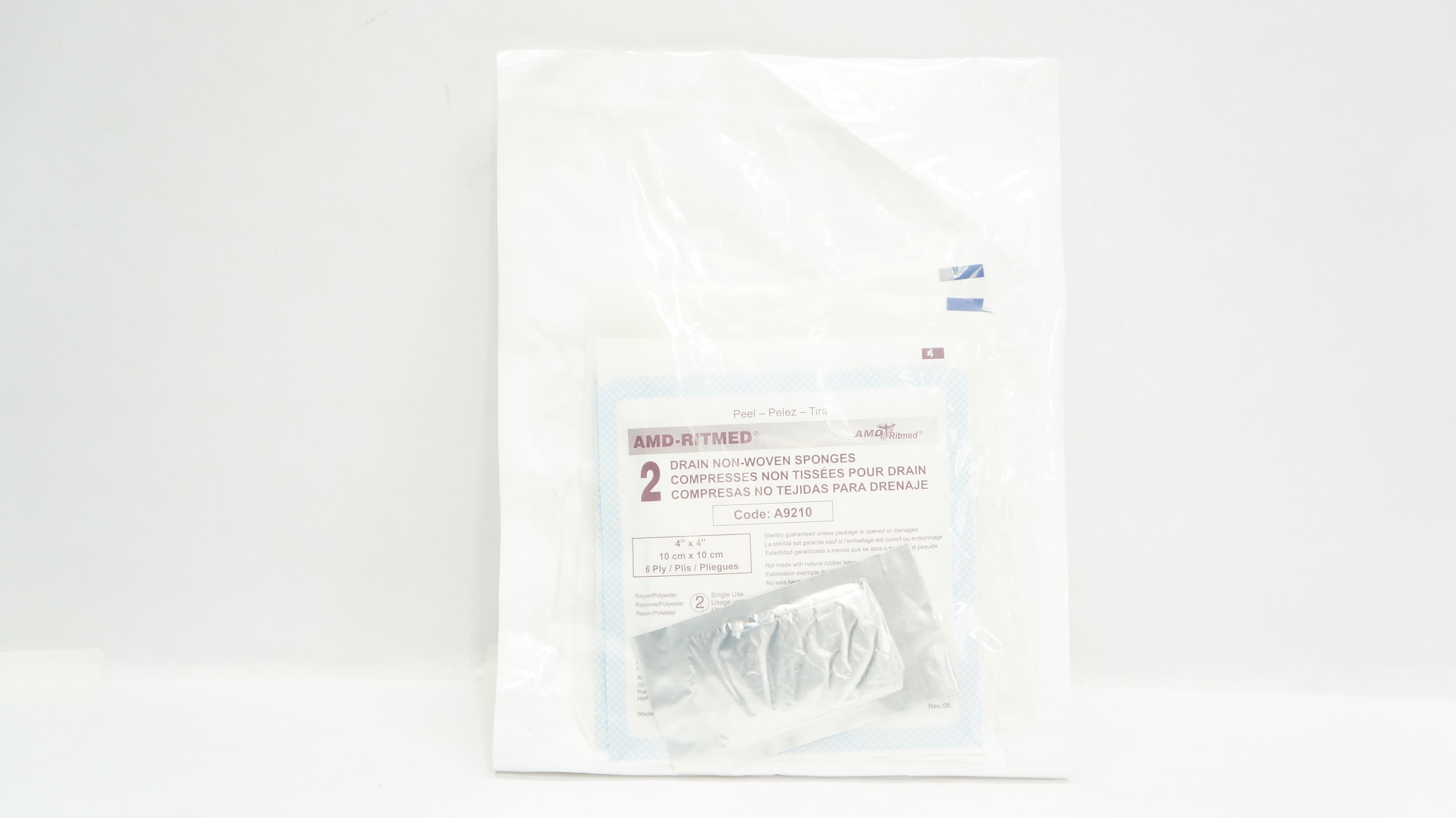 AMD-Ritmed A9210 Drain Non-Woven Sponges 4inchx 4inch 6-Ply - Pack of 2
