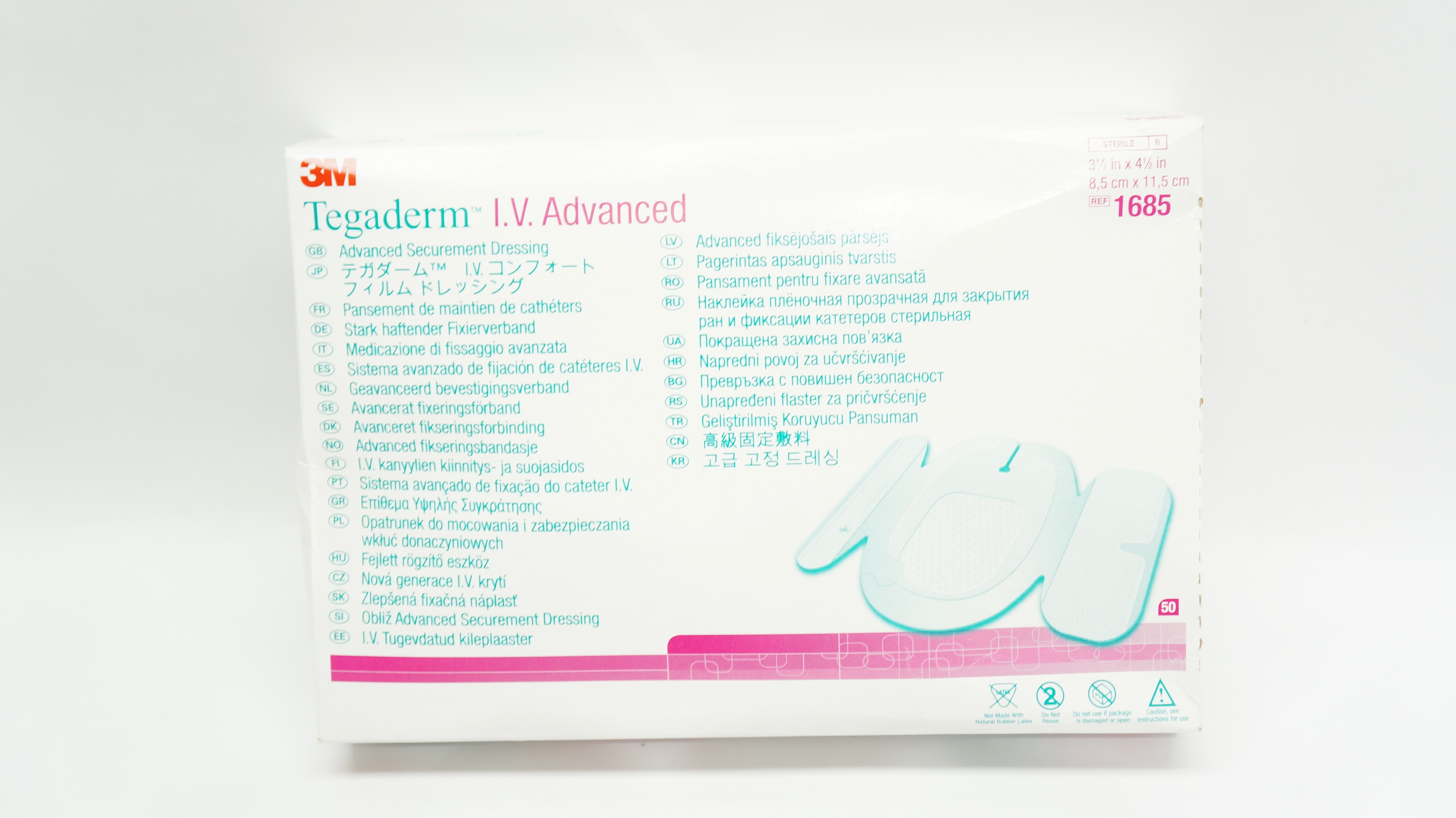 3M 1685 Tegaderm IV Advanced Securement Dressing 3-1/2 x 4-1/2inch - Box of 50