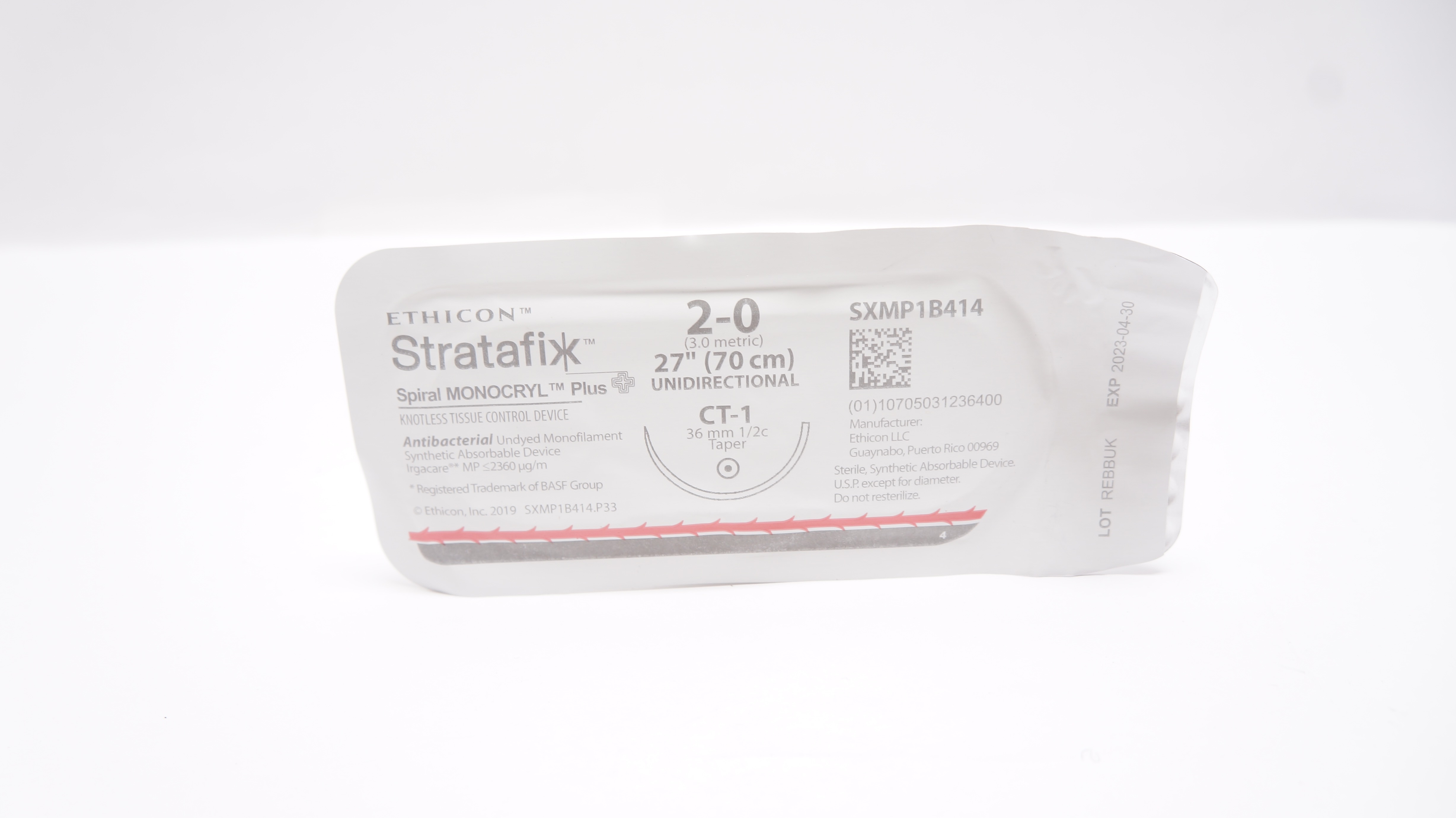 Ethicon SXMP1B414 Stratafix Spiral Monocryl PIus 27in, CT-1 36mm 1/2c Taper  (x)