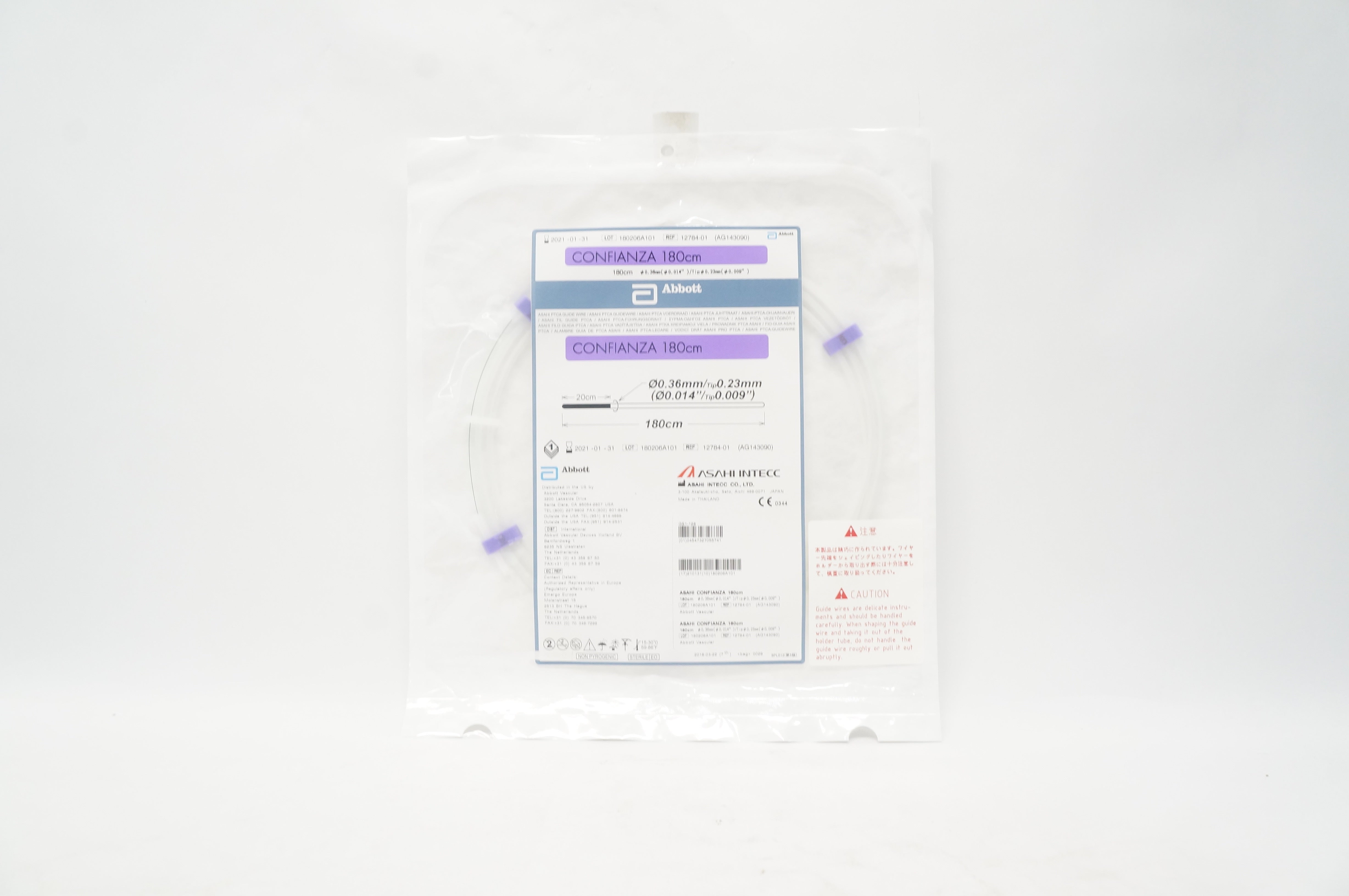 Abbott 12784-01 Confianza ASAHI Intecc Guide Wire 0.014 inch x 180 cm (x)