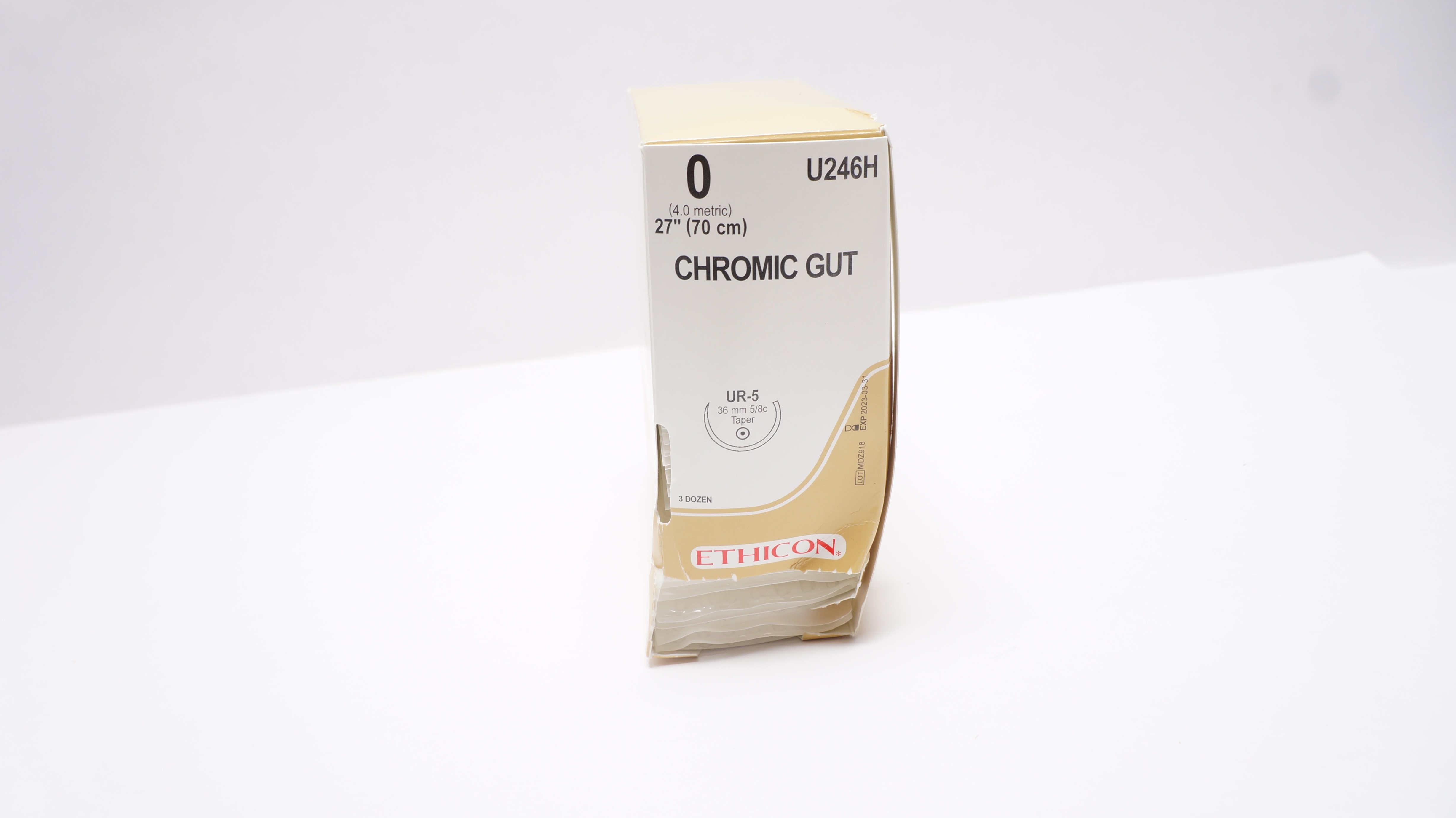 Ethicon U246H 0 Chromic Gut UR-5 36mm 5/8c Taper 27inch - Box of 36 (x)