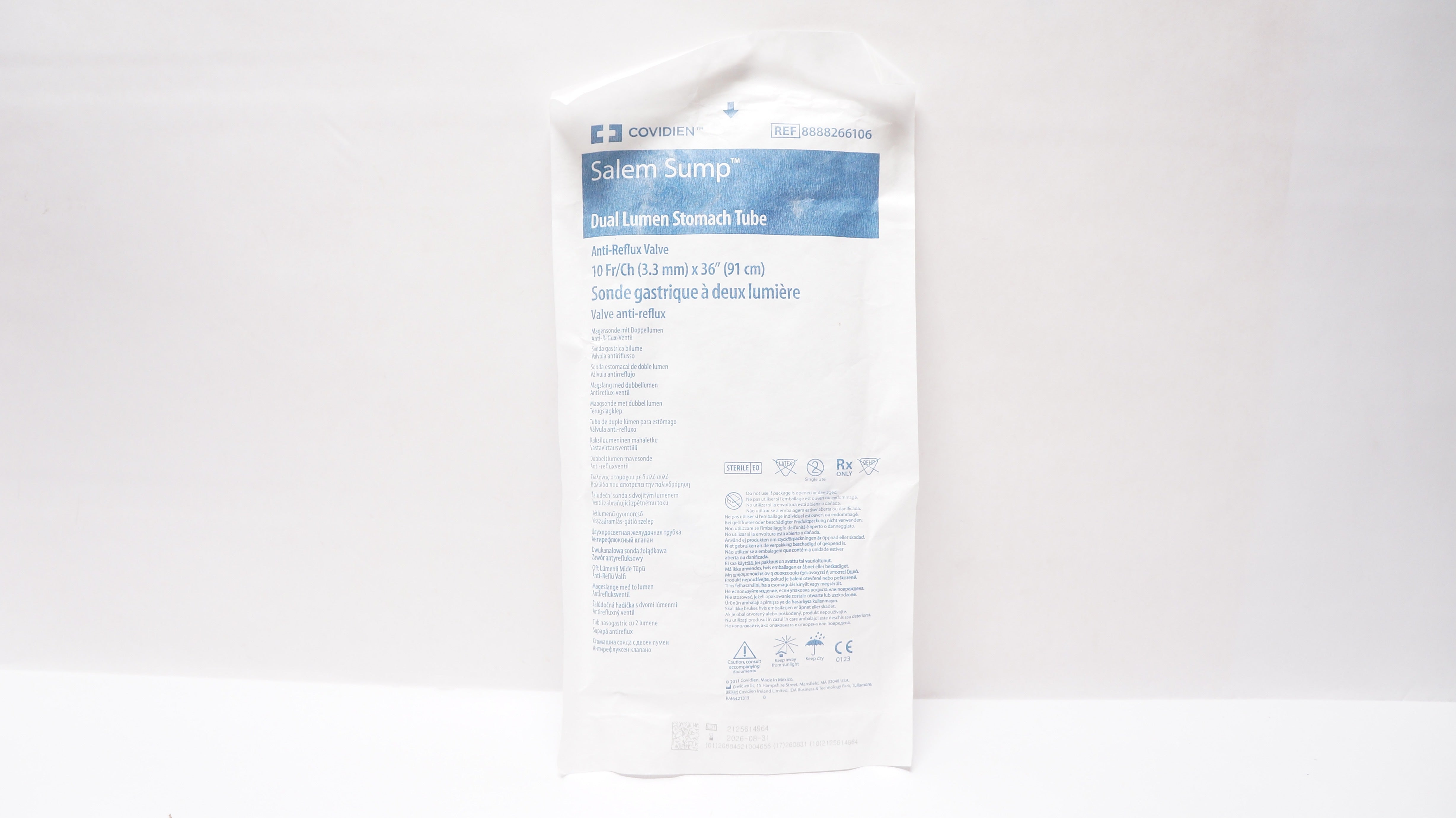 Covidien 8888266106 Salem Sump Dual Lumen Stomach Tube 10Fr/Ch x 36inch