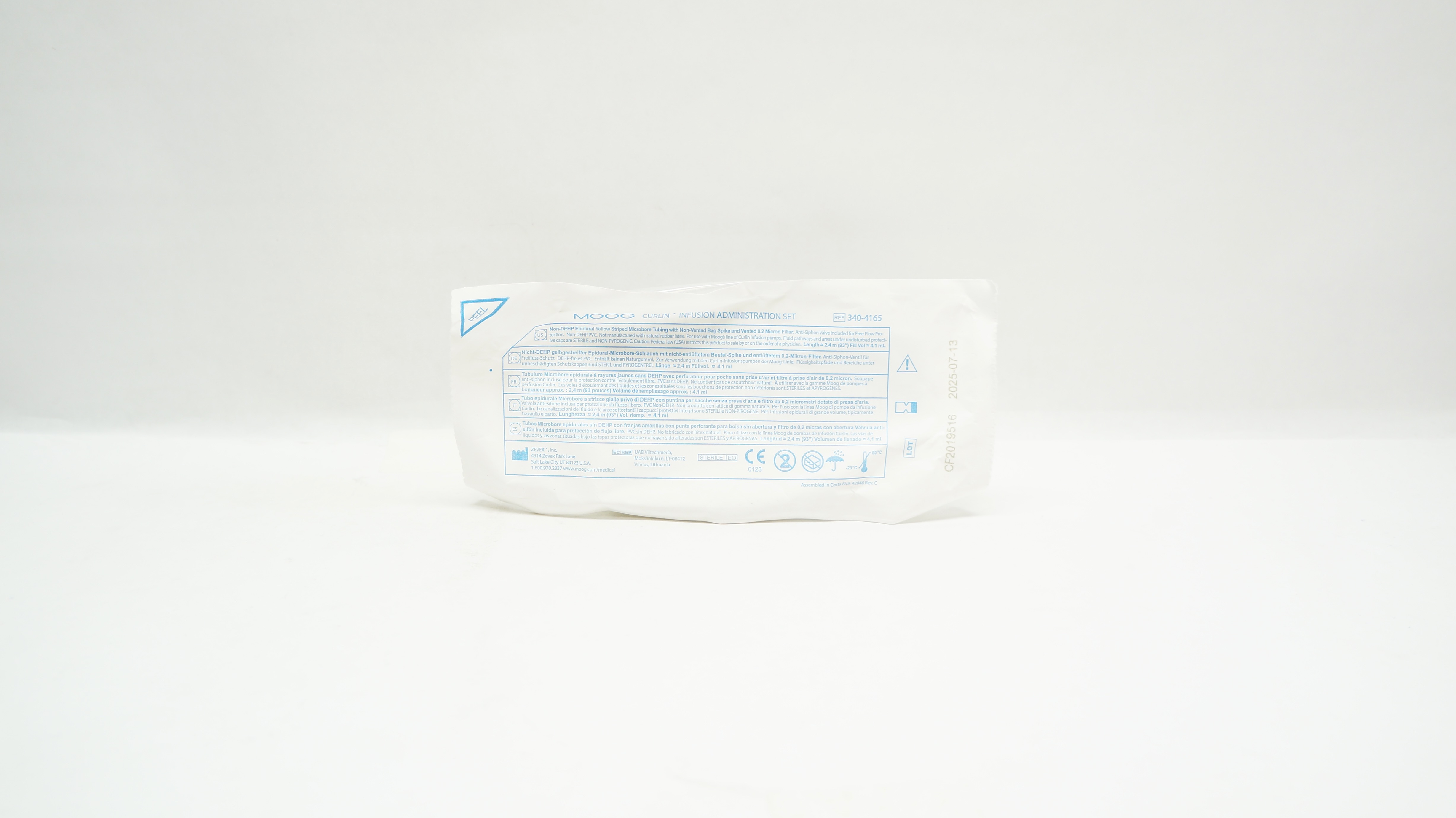 Zevex 340-4165 Moog Curlin Infusion Administration Set 93inch x 4.1mL (Approx.)