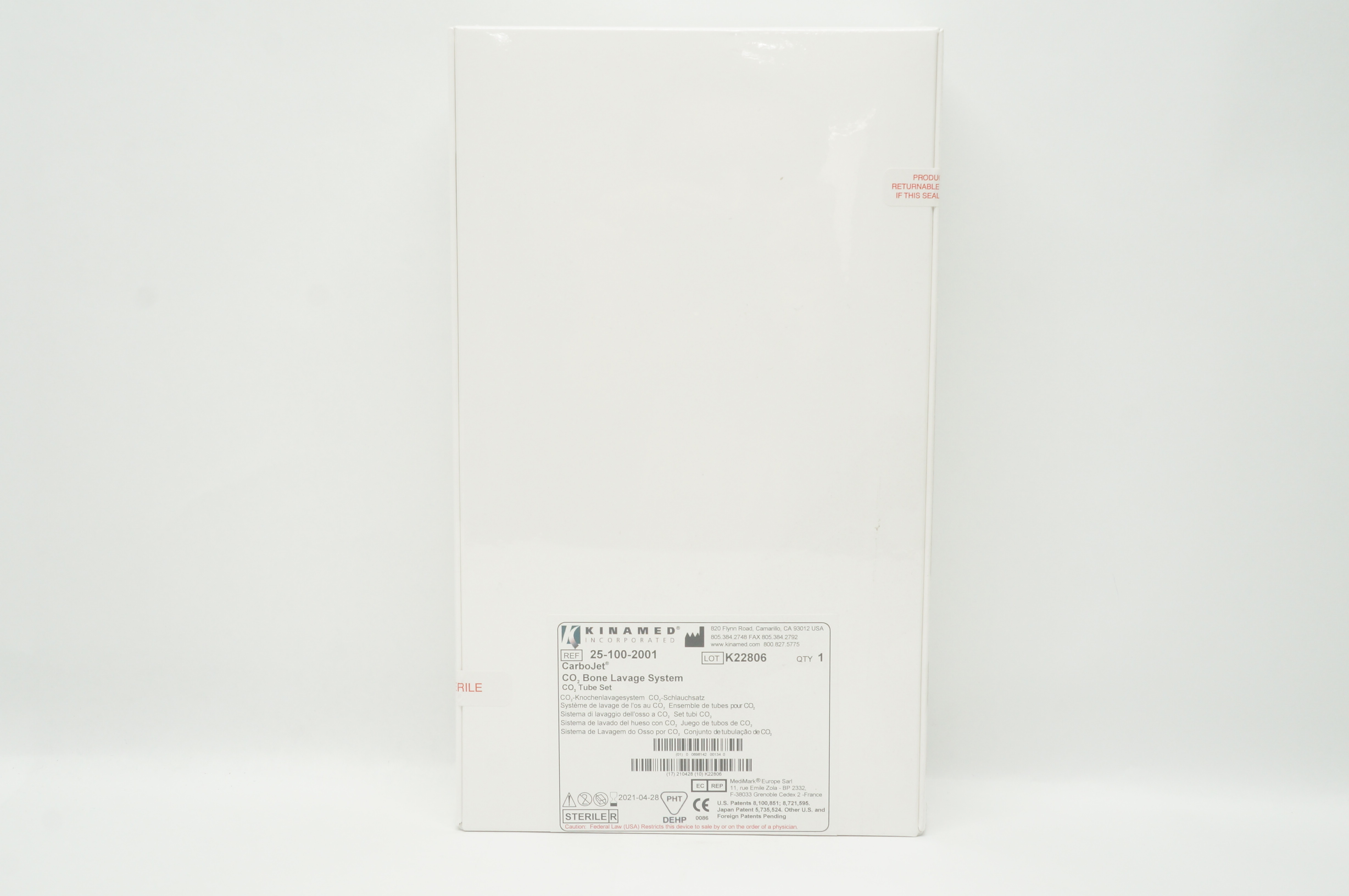 Kinamed 25-100-2001 CarboJet CO2 Bone Lavage System CO2 Tubing Set (x)