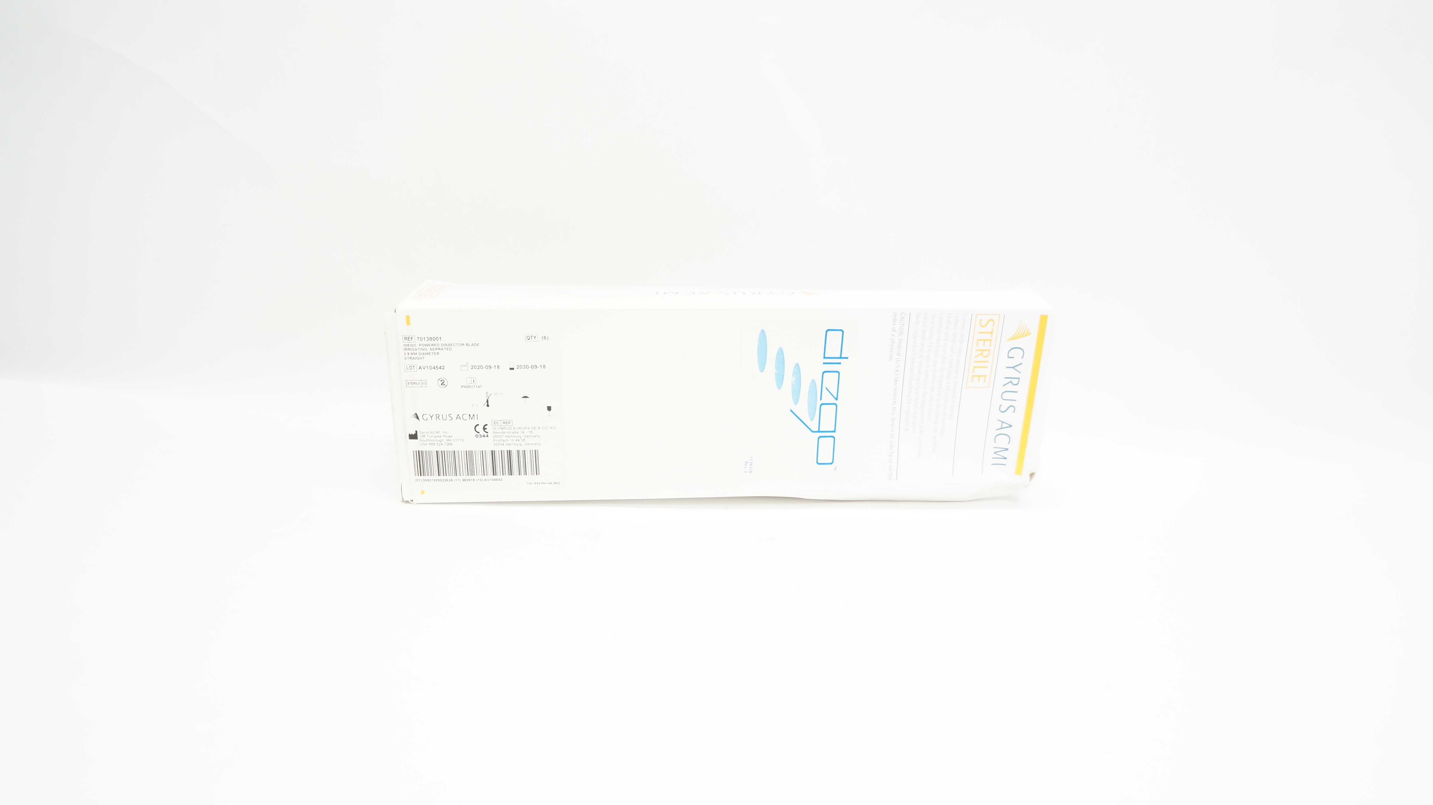 Gyrus Acmi 70138001 Diego Powered Dissector Blade 2.9mm Straight - Box of 4