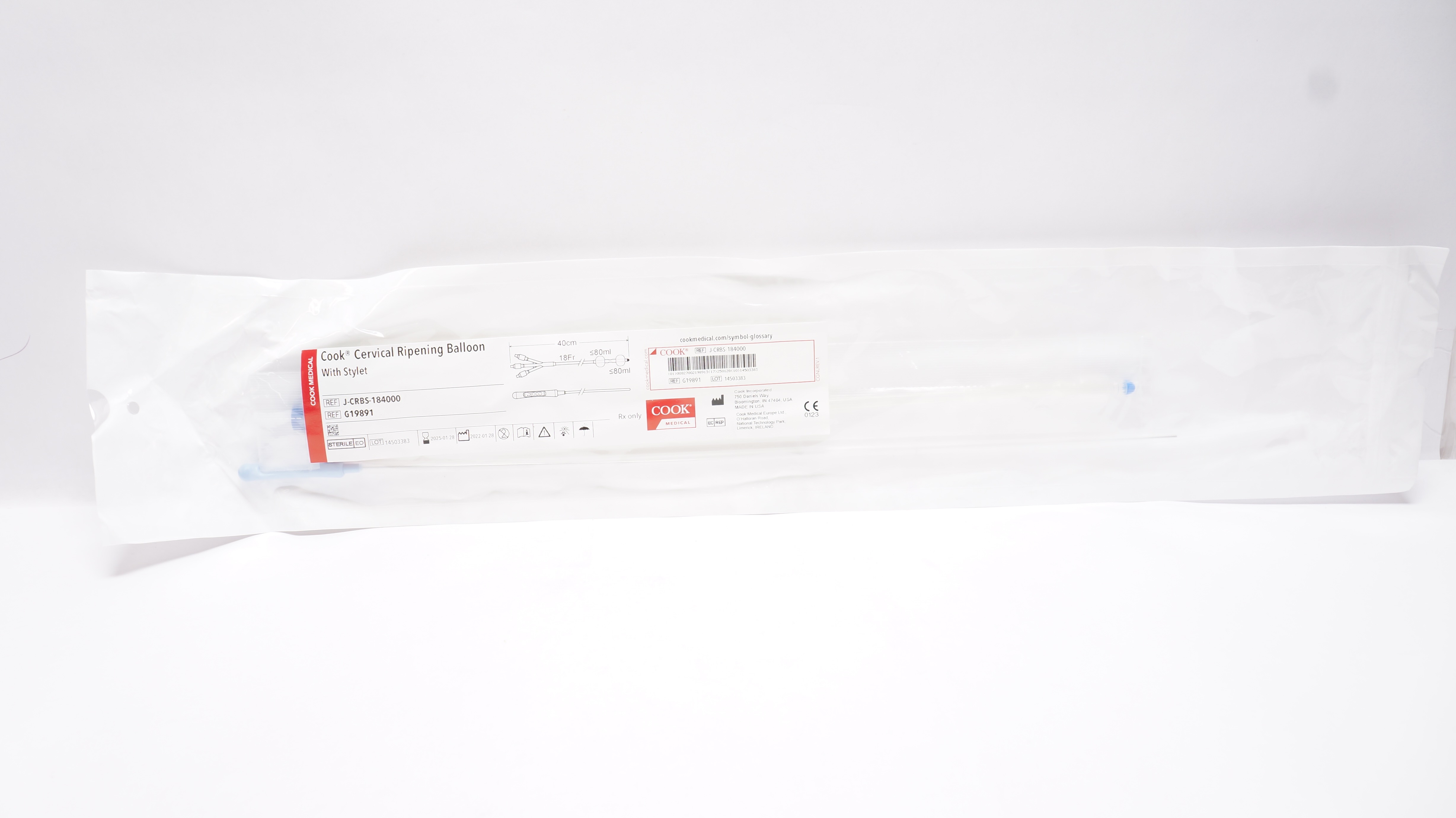 Cook Medical G19891 Cervical Ripening Balloon with Stylet 18Fr x 40cm