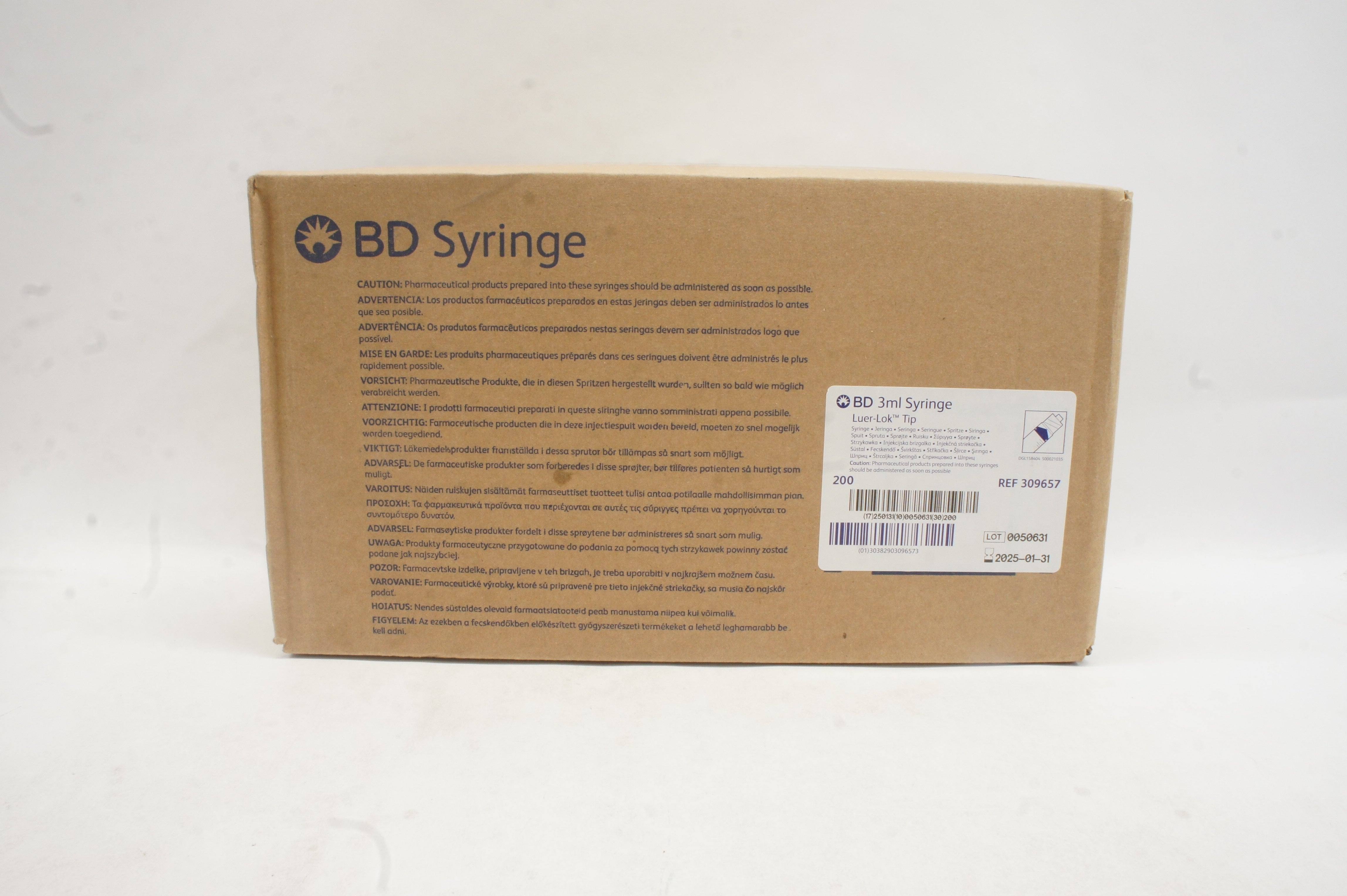 BD 309657 Luer-Lok Tip Syringe 3ml - Case of 200