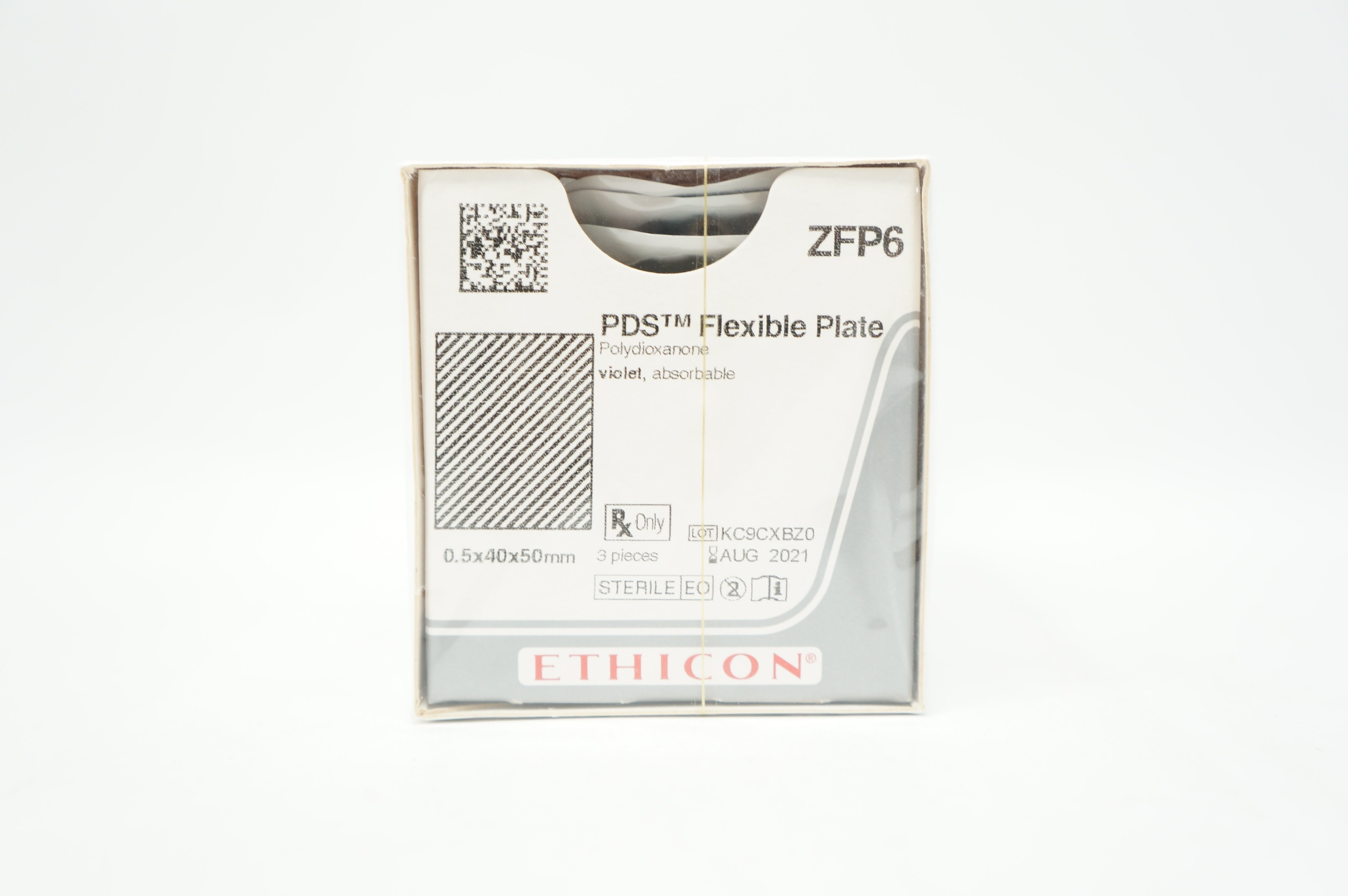 Ethicon ZFP6 PDS Flexible Plate, Polydioxanone Absorbable, 0.5x 40 x 50mm (x) box of 3