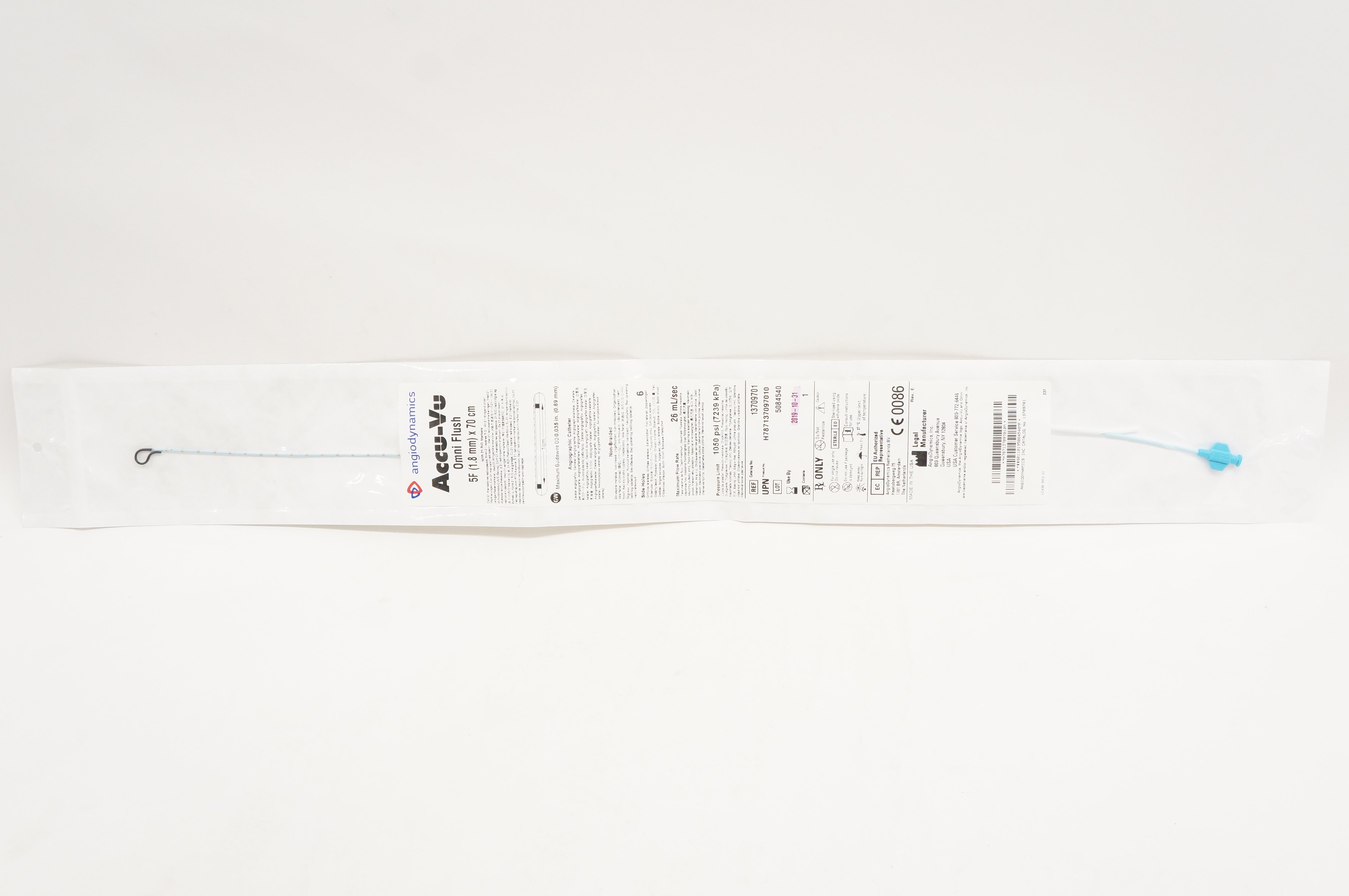 Angiodynamics 13709701 Accu-Vu Omni Flush Angiographic Cath. 5F x 70cm (x)