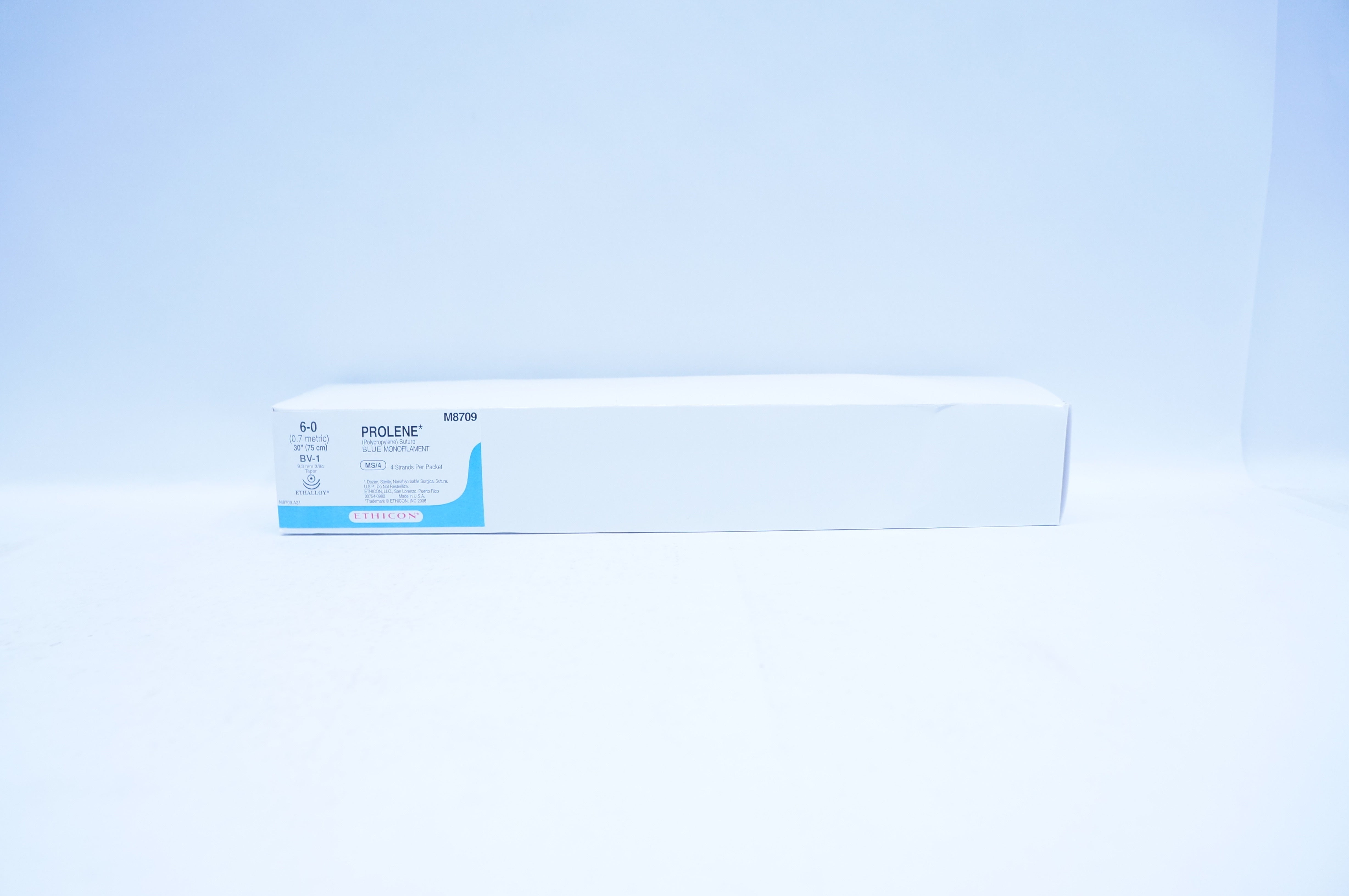Ethicon M8709 6-0 PROLENE, BV-1, 9.3mm 3/8c Taper, 30inch - Box of 12
