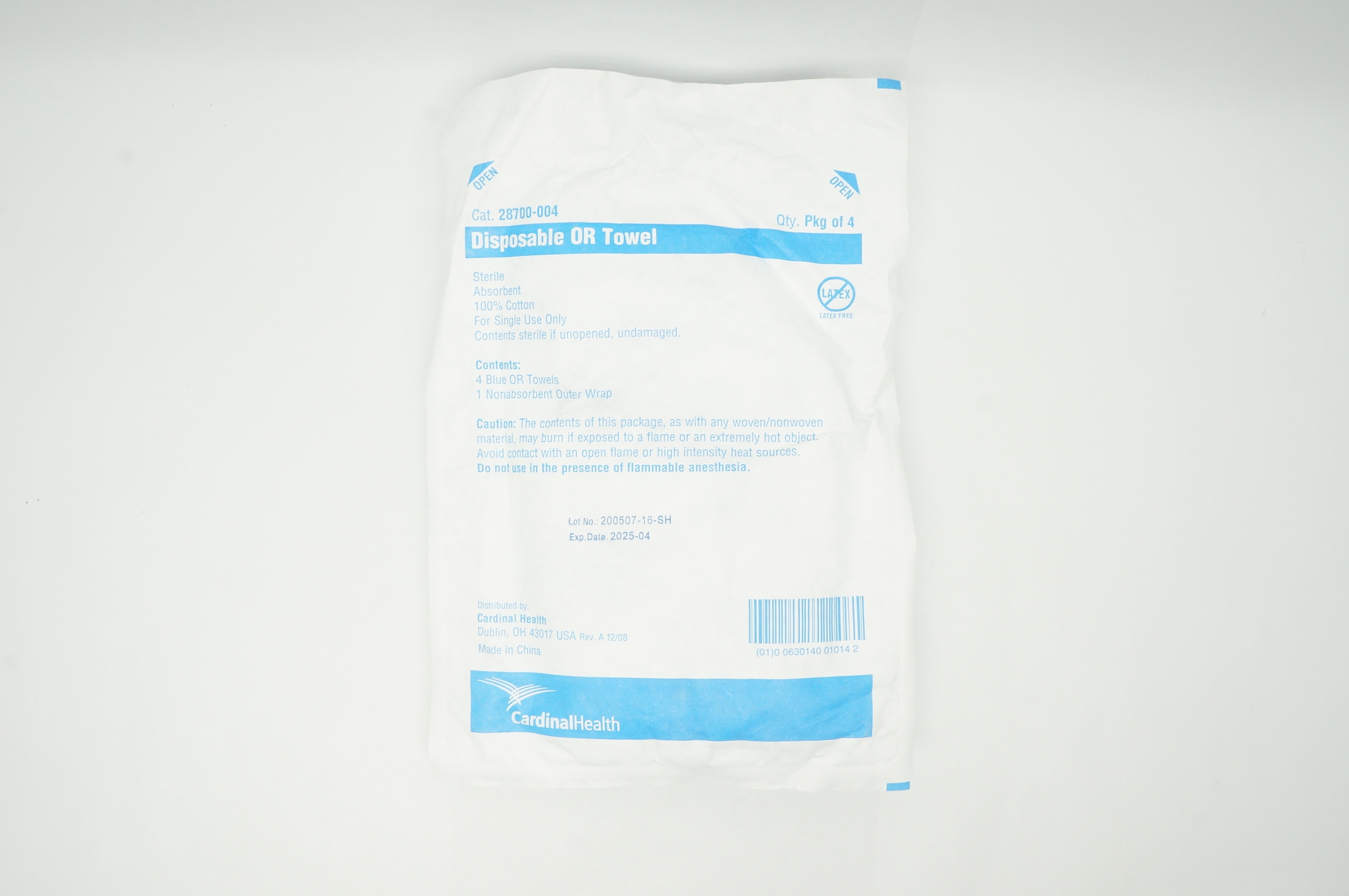 Cardinal Health 28700-004 Disposable OR Towel - Pkg of 4