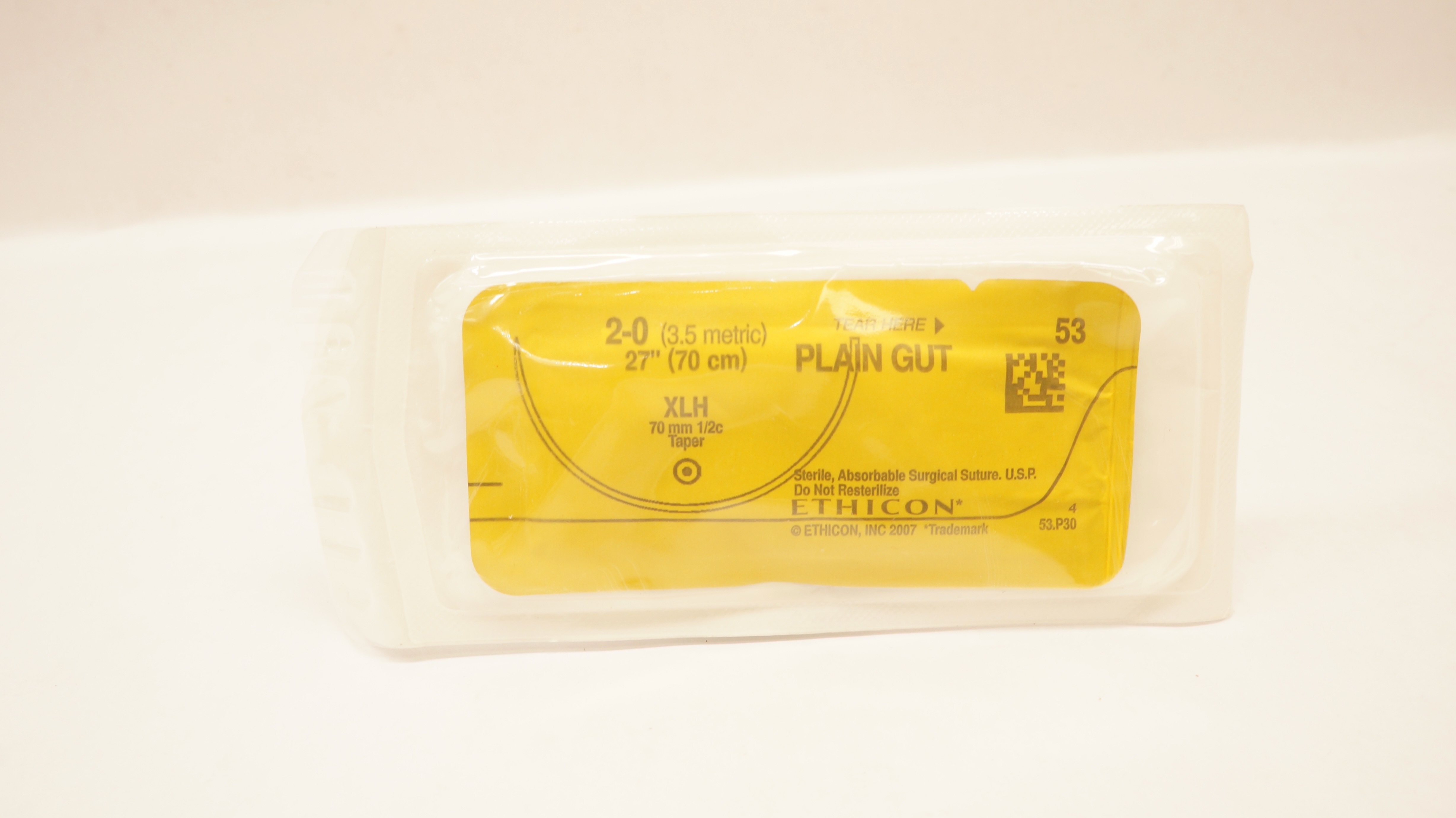 Ethicon 53 2-0 Plain Gut Surgical Stre XLH 70mm 1/2c Taper, 27inch (x)