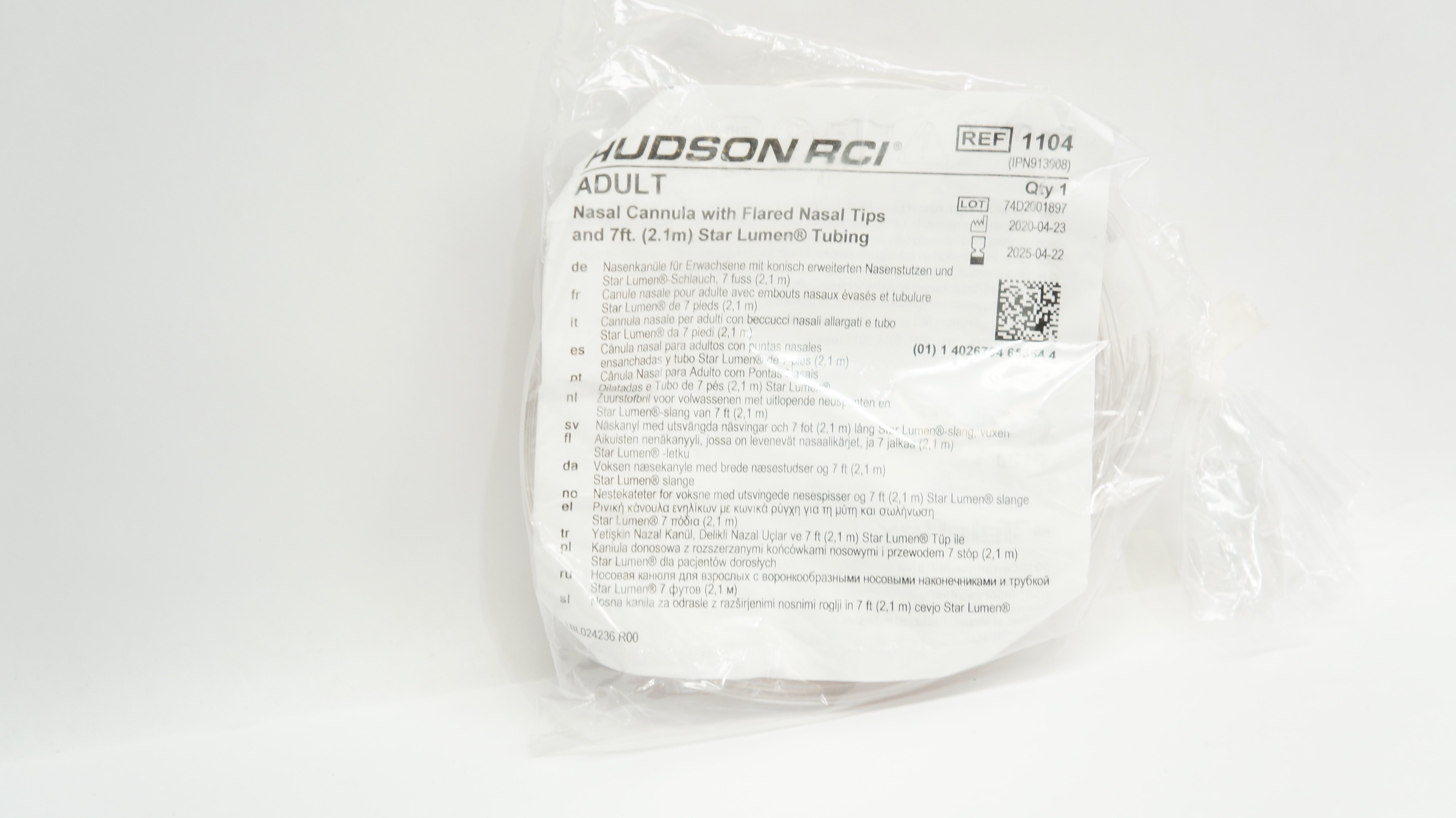 Hudson RCI 1104 Nasal Cannula, Adult, 7ft