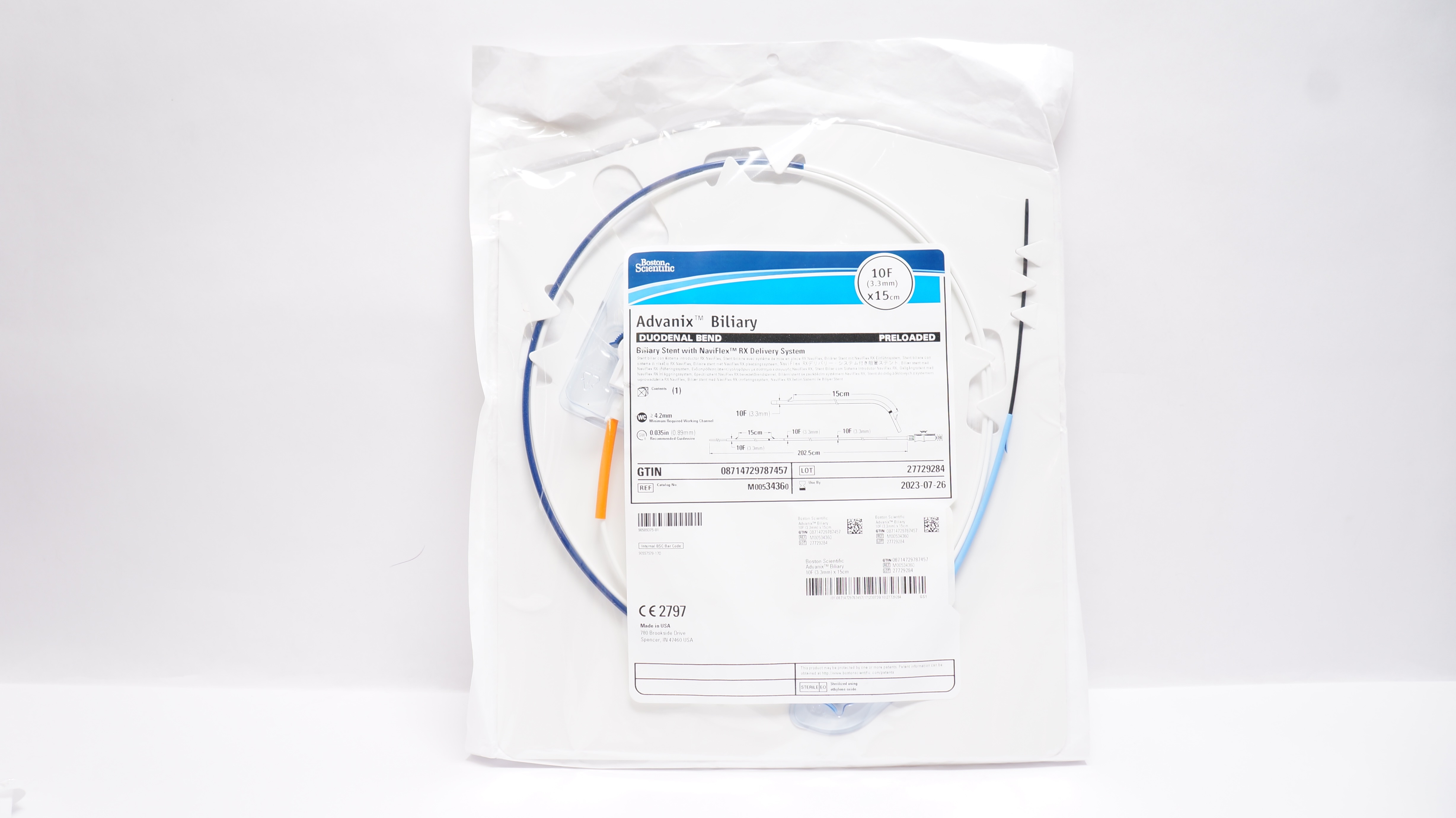 Boston Scientific M00534360 Advanix Biliary Stnt w/Delivery System 10F x 15cm(x)