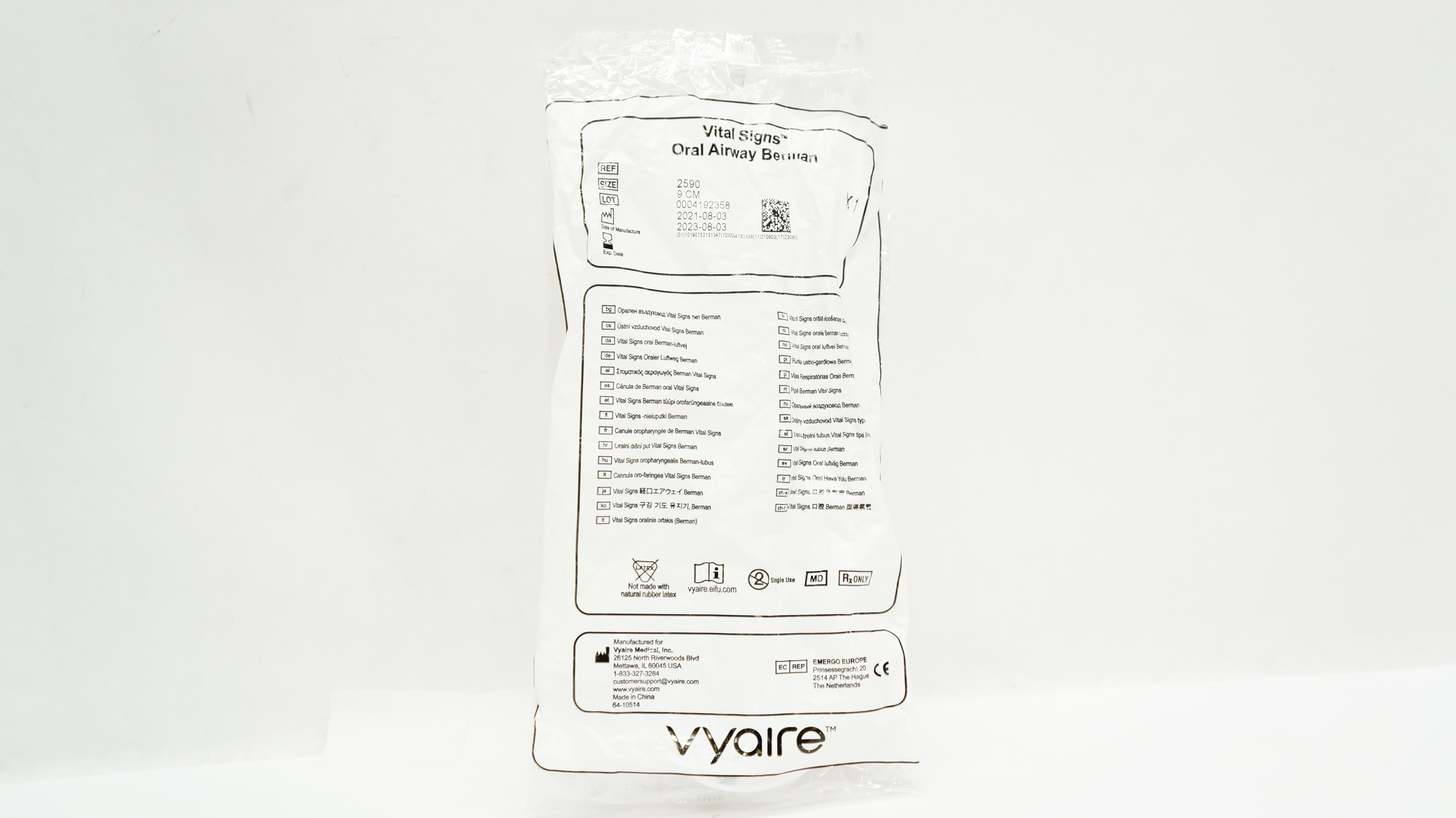 Vyaire 2590 Vital Signs Oral Airway Berman 9cm (x)