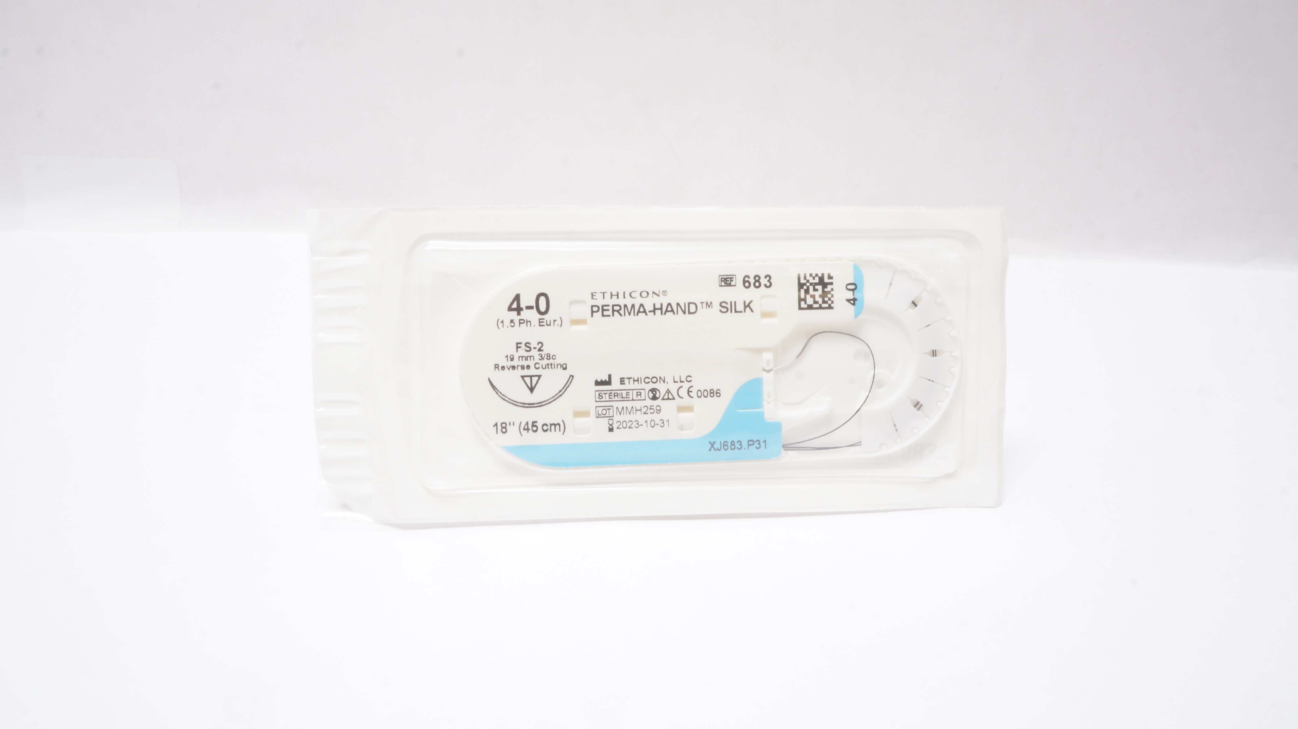Ethicon 683 4-0 Perma-Hand Silk Stre FS-2 19mm 3/8c Reverse Cutting 18inch (x)