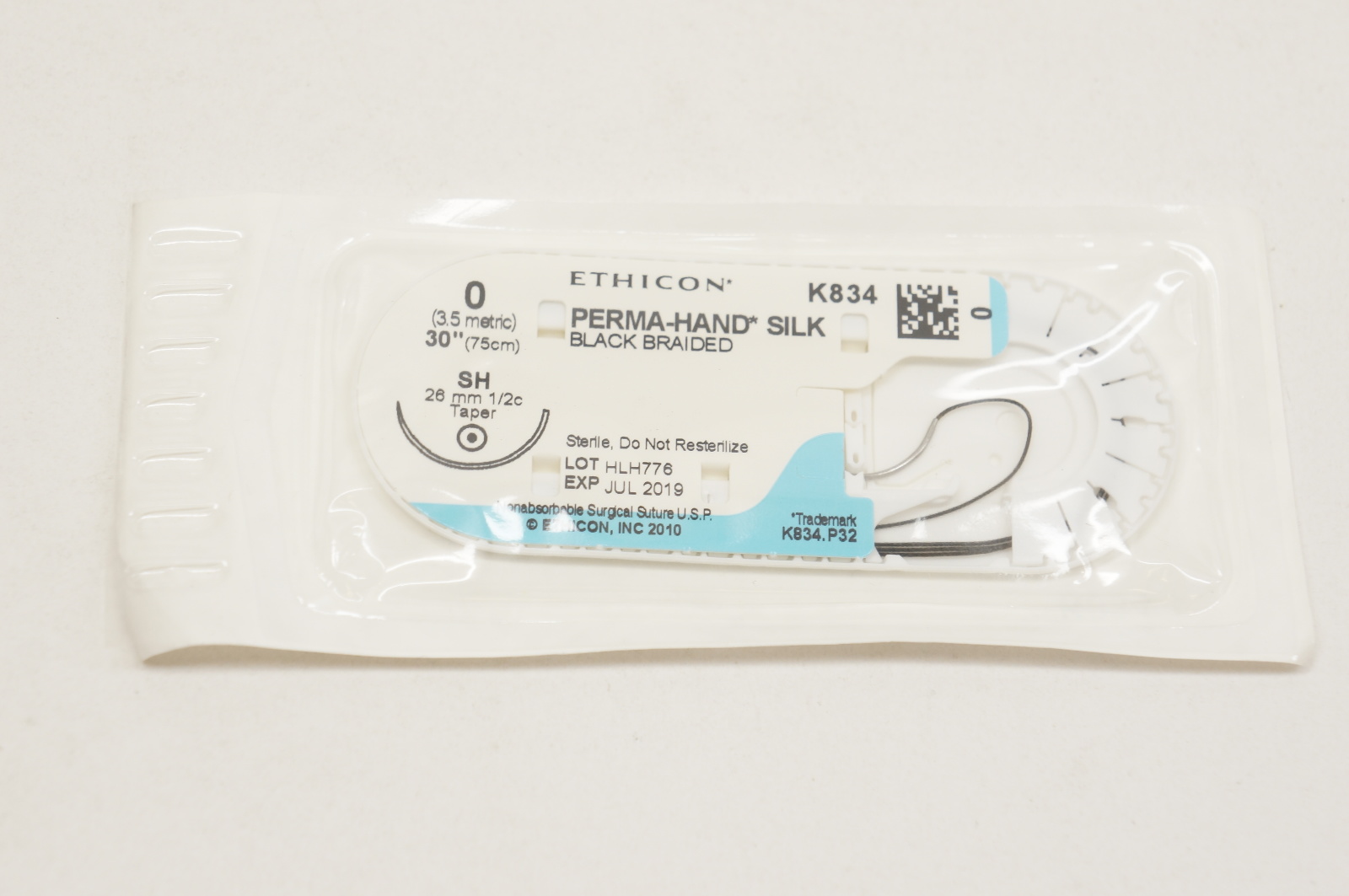 Ethicon K834 0 PERMA-HAND SILK, SH, 26mm 1/2c Taper, 30inch (x)