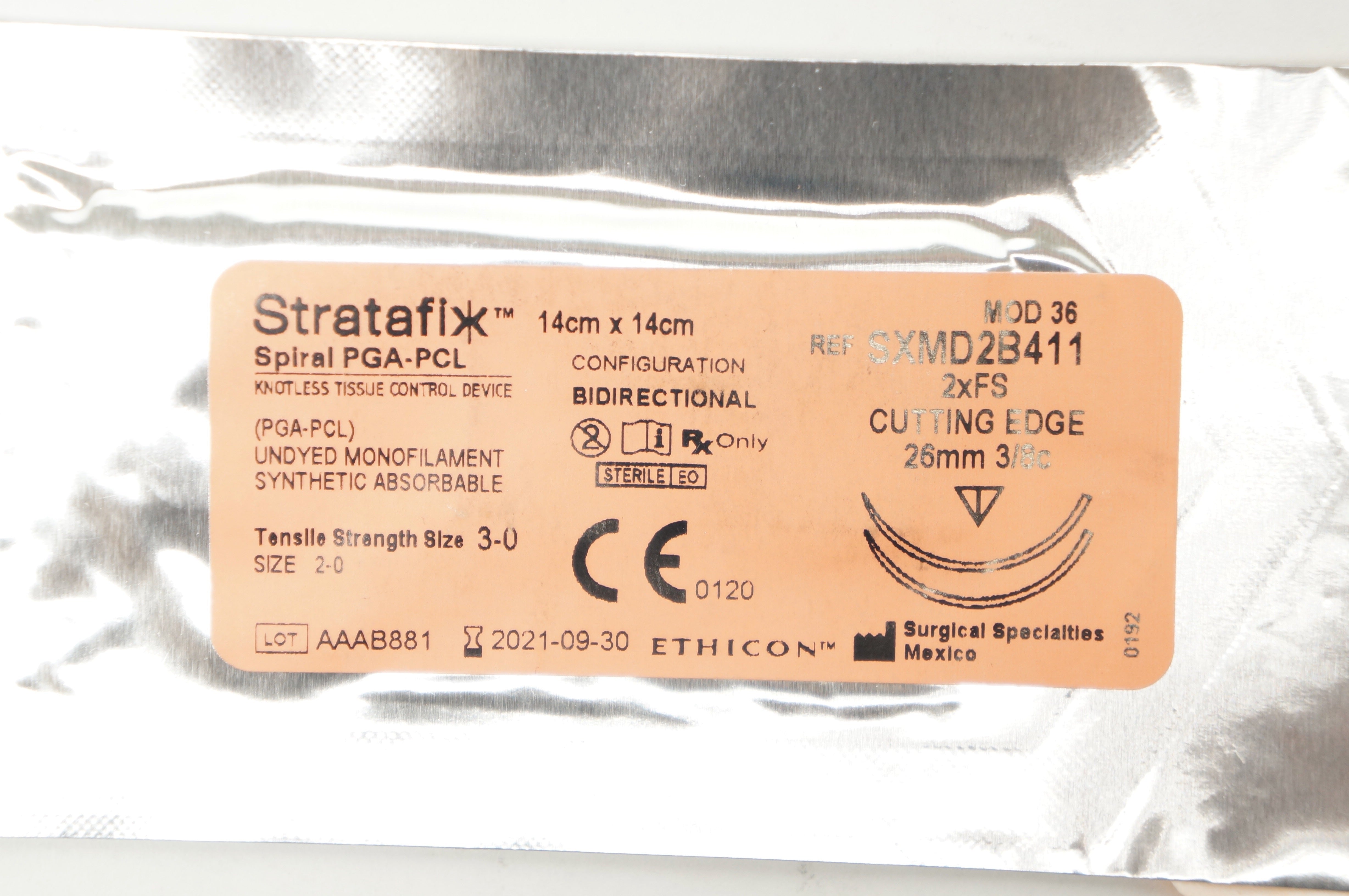 Ethicon SXMD2B411 2-0 Stratafix 2xFS Cutting Edge 26mm 3/8c 14cm x 14cm (x)
