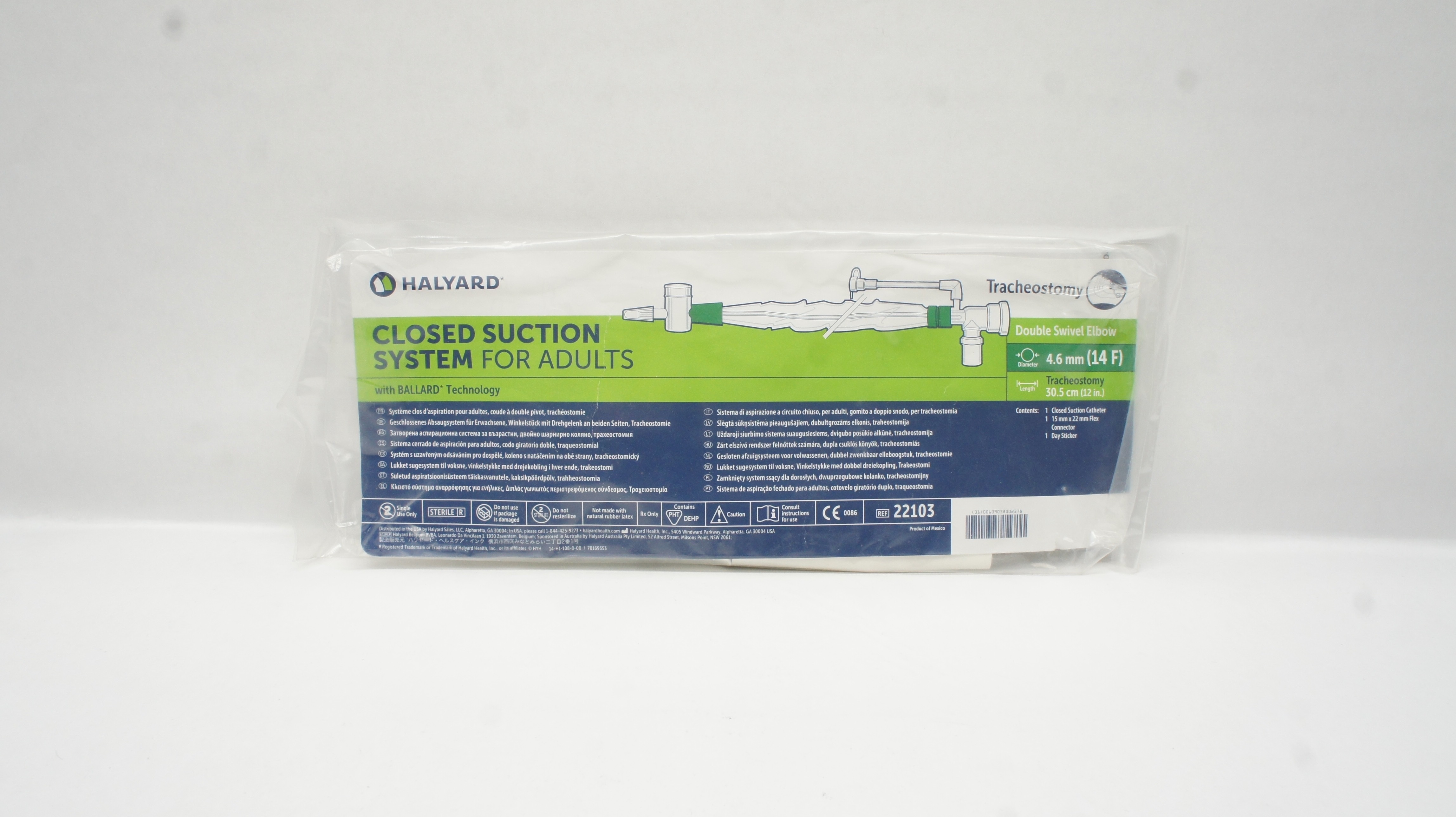 Halyard 22103 Closed Suction System For Adults W/Ballard Technology 14F x 12In