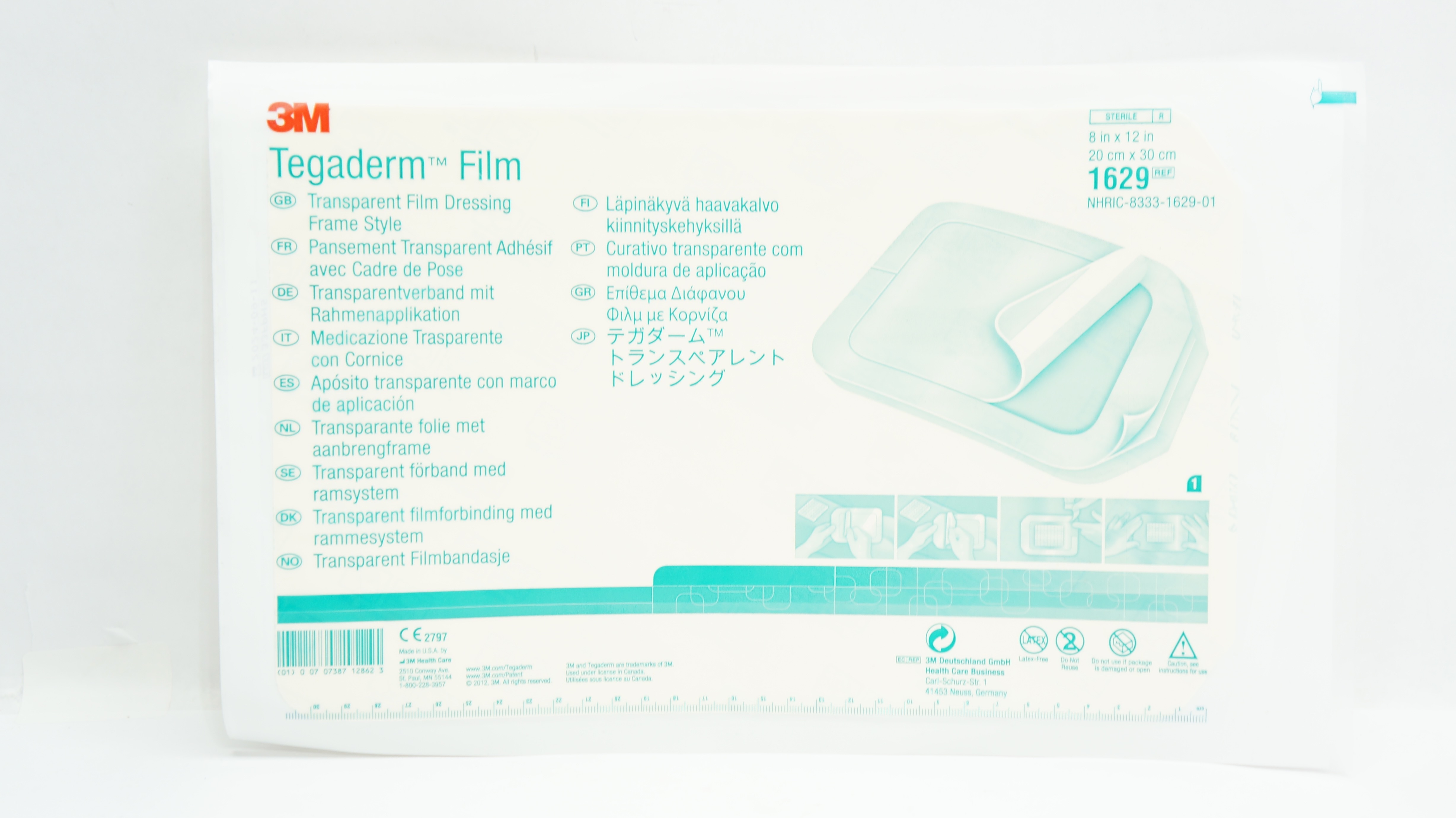3M 1629 Tegaderm Transparent Film Dressing Frame Style 8inch x 12inch