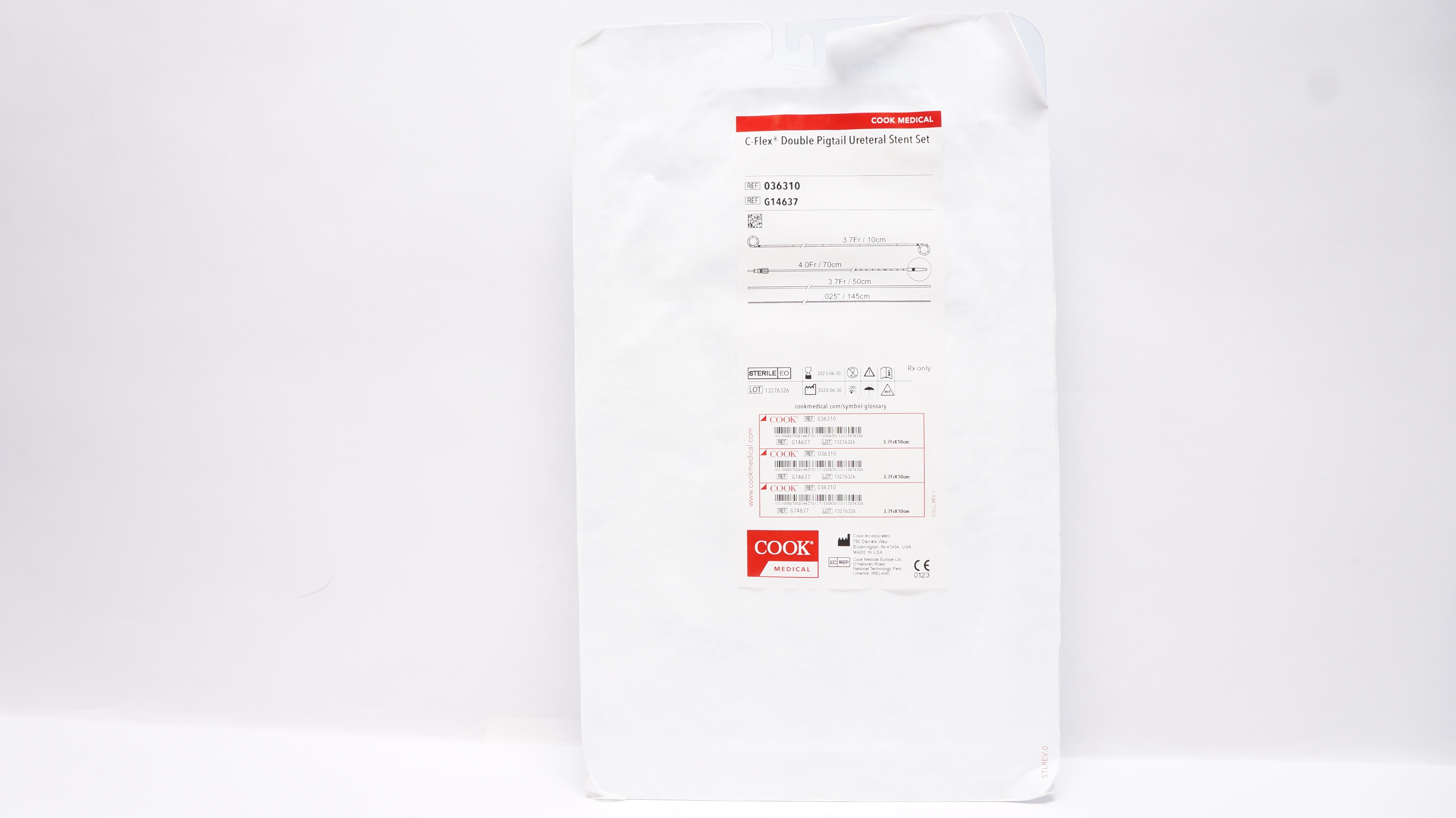 Cook Medical G14637 C-Flex Double Pigtail Ureteral Stnt. Set 3.7Fr x 10cm (x)