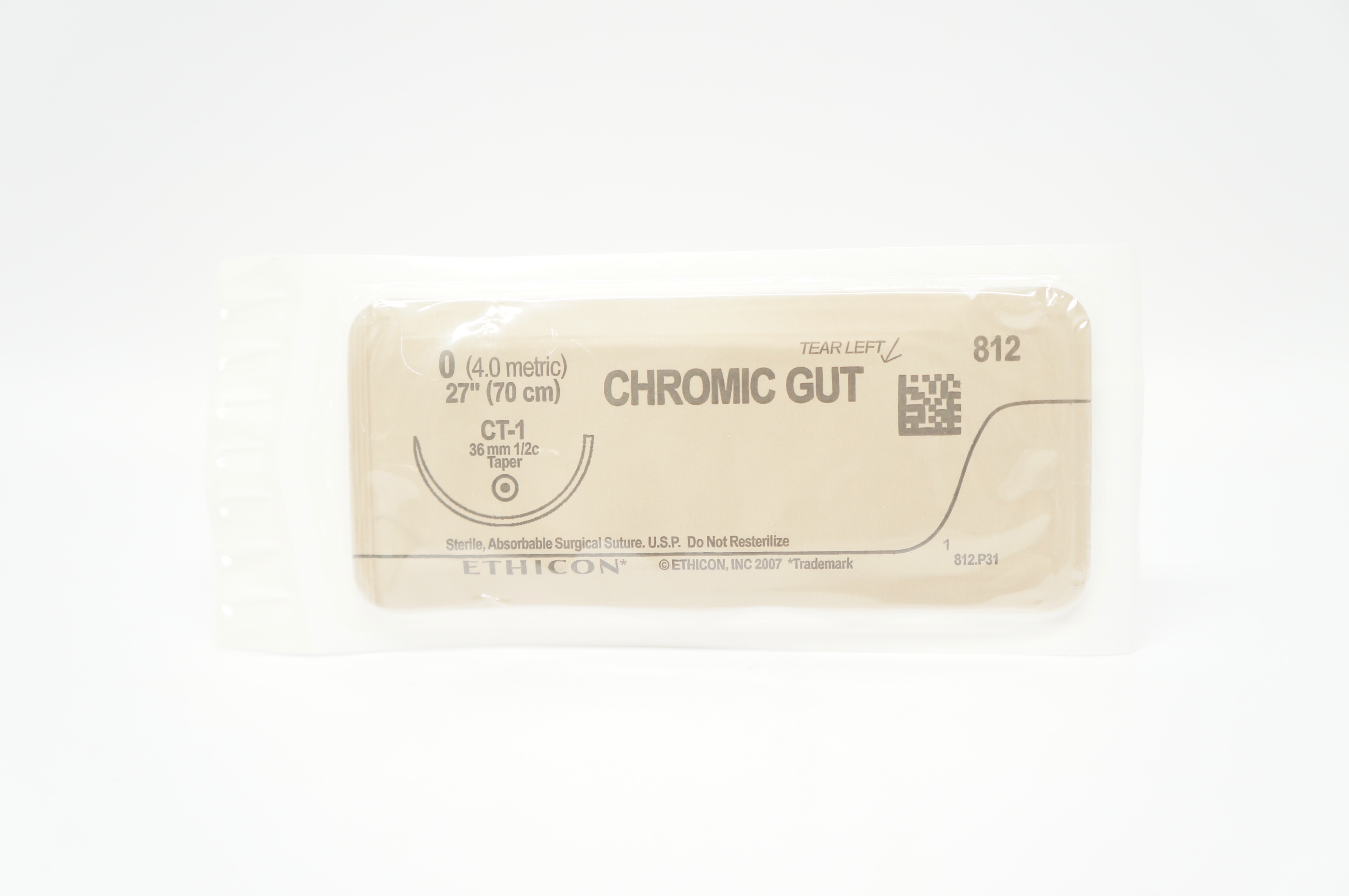 Ethicon 812 0 CHROMIC GUT Surgical Stre CT-1 36mm 1/2c Taper, 27inch (x)