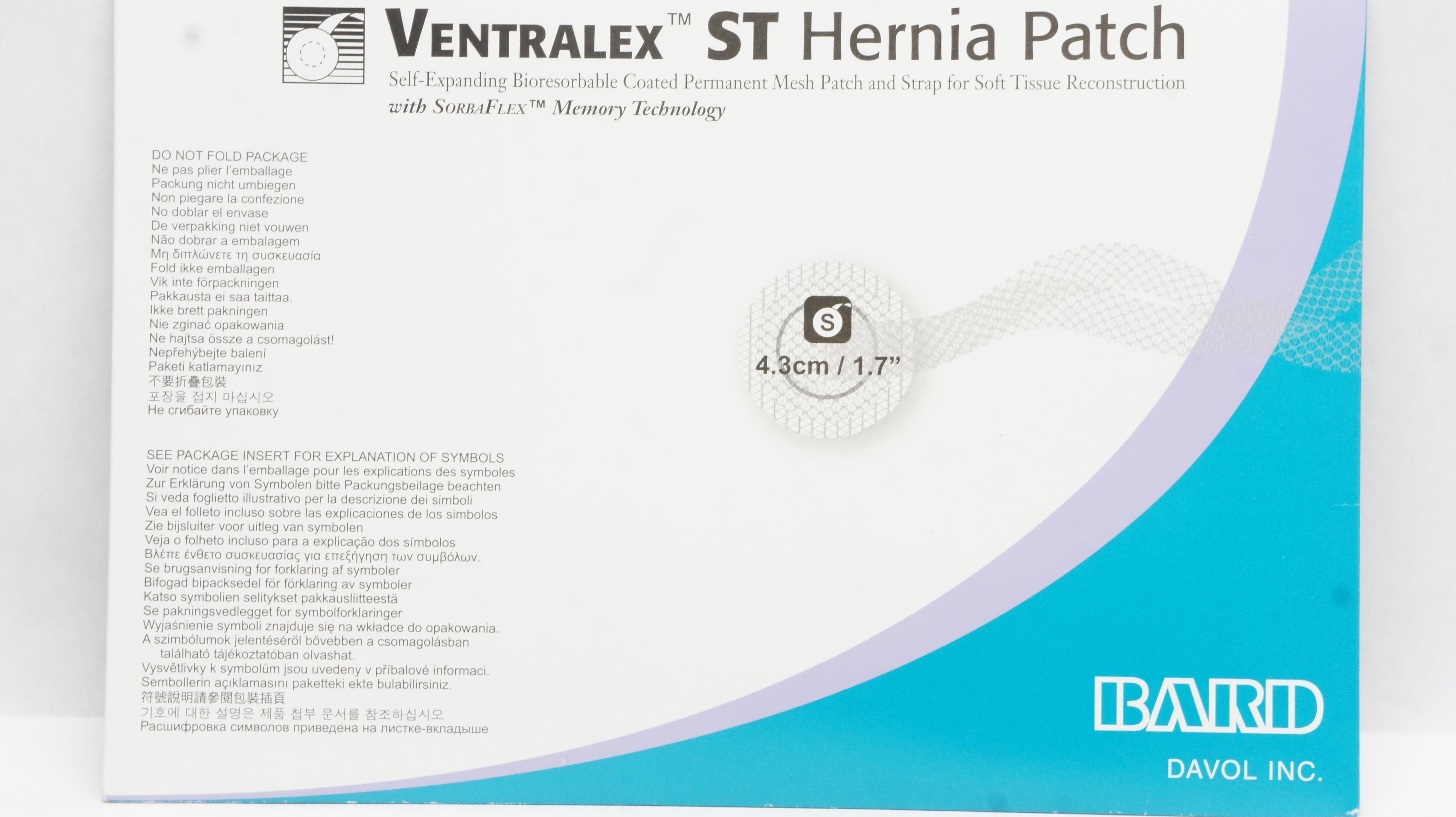 Bard 5950007 Davol Ventralex ST Hernia Patch, Small Circle with Strap 1.7inch(x)