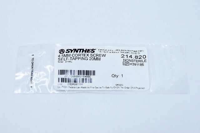 Synthes 214.820 4.5mm Cortex Screw Self-Tapping 20mm