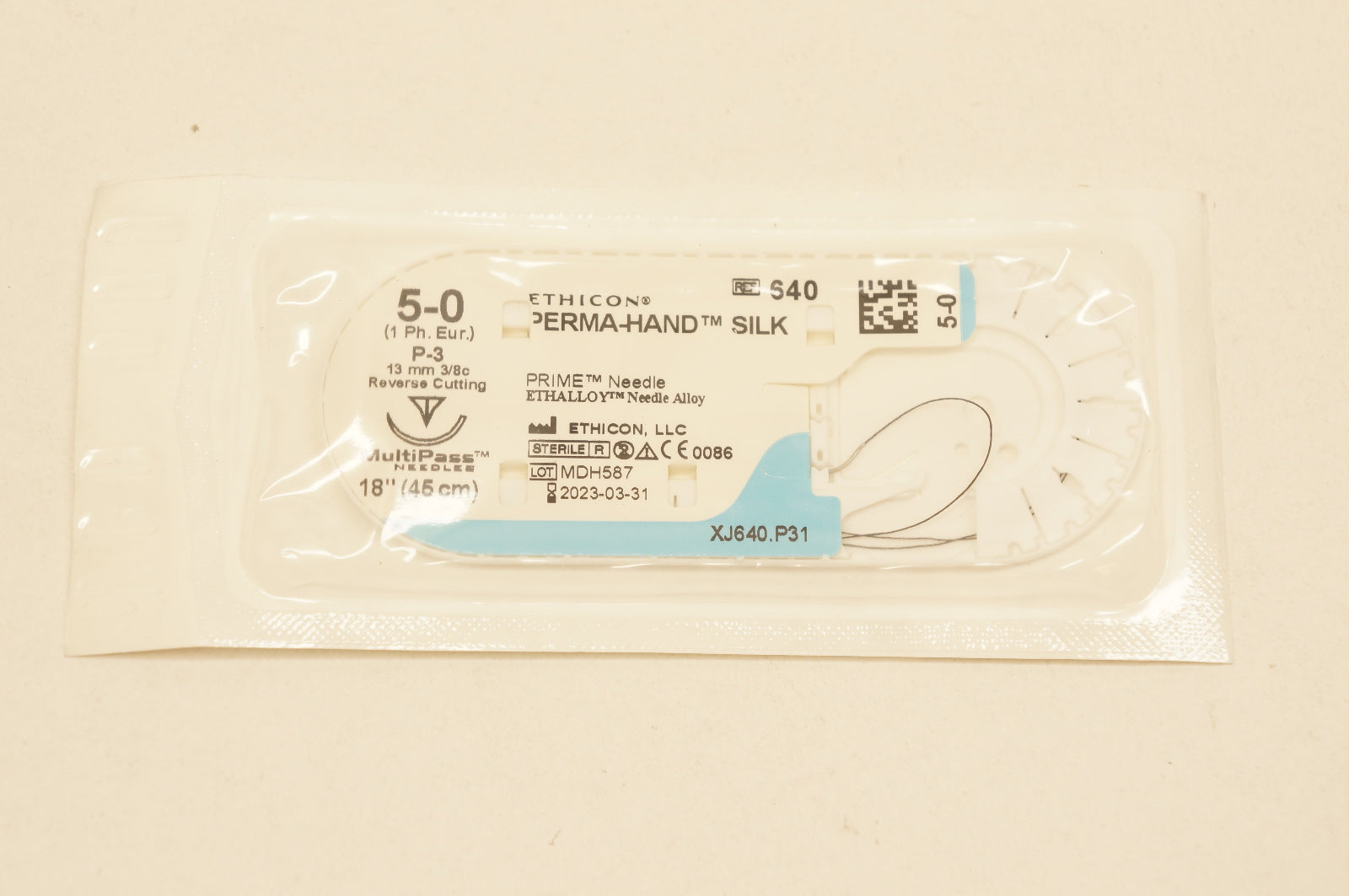 Ethicon 640 5-0 PERMA-HAND SILK, P-3, 13mm 3/8c, Reverse Cutting, 18inch