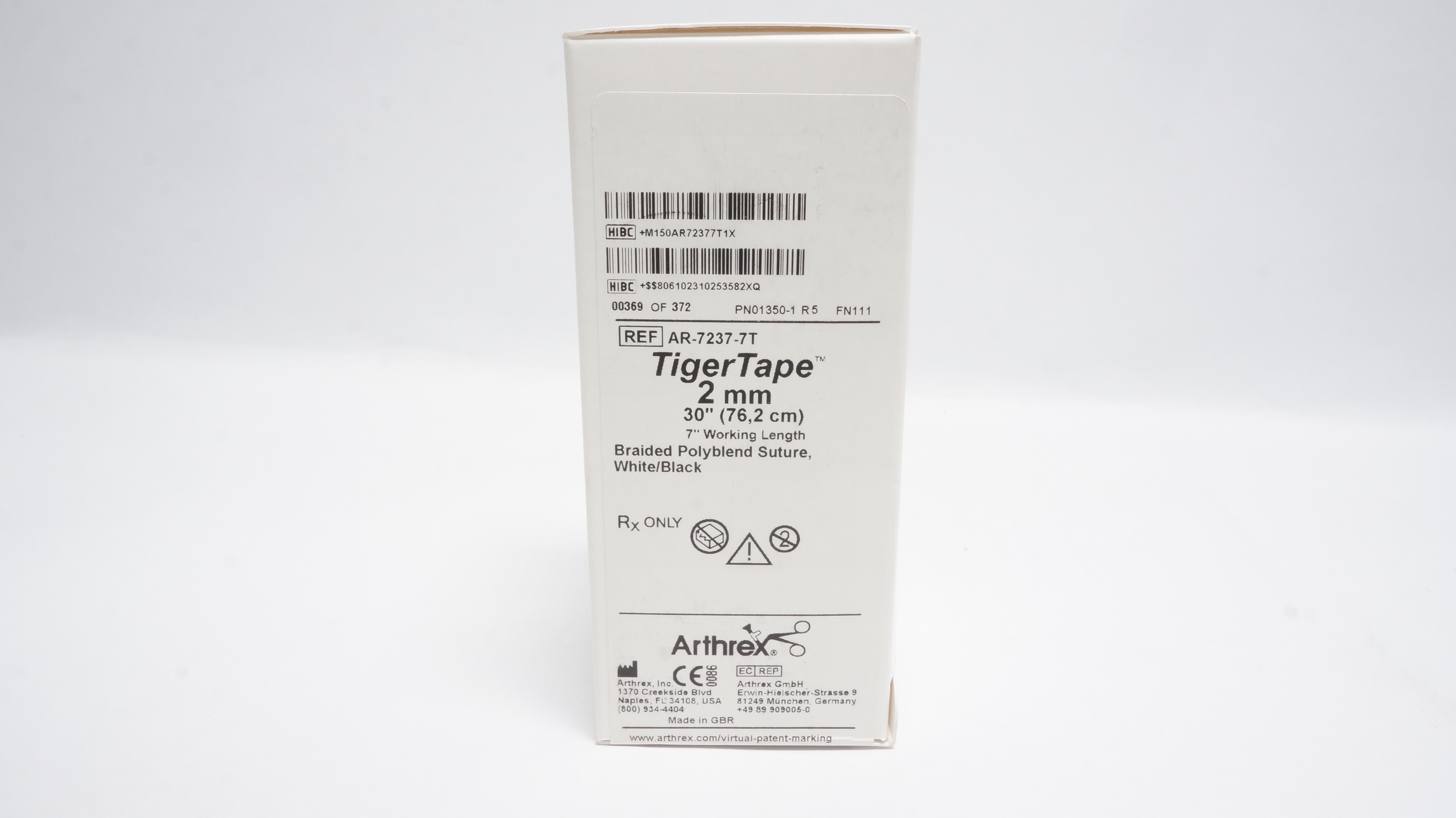 Arthrex AR-7237-7T TigerTape 2mm 30in, Braided Polyblend Stre (x) - Box of 6